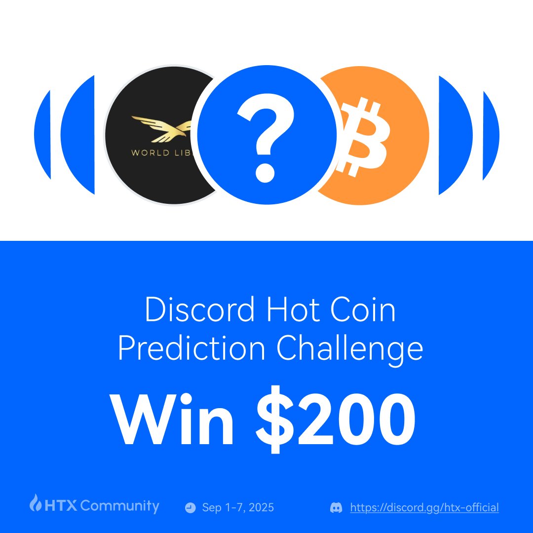 Discord Hot Coin Prediction Challenge!
Win $200

✅ Follow <a href="/HTXCommunity/">HTX Community</a> <a href="/HTX_Global/">HTX</a>
🔁 RT + Tag 2
🎮 Join #HTX Discord: discord.gg/htx-official
❓ Predict the next hot coin on HTX with #HTX_HotCoin

Fill the form: forms.gle/8CFLyQwTqNHLXL…