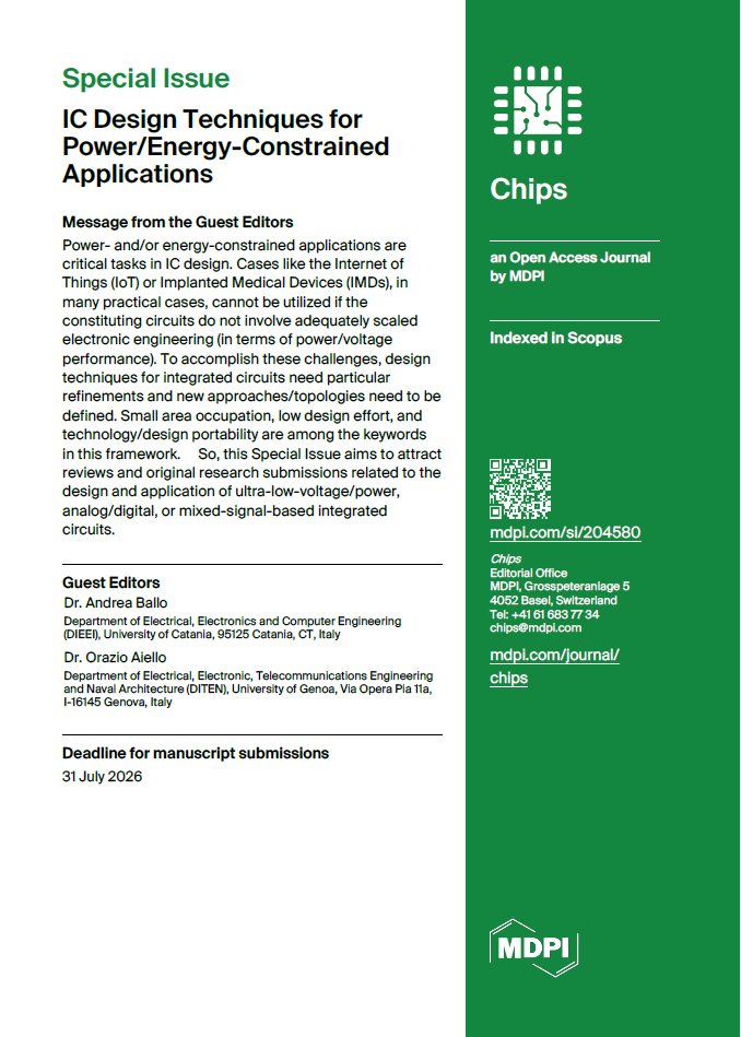 📣 Deadline Extension

IC Design Techniques for Power/Energy-Constrained Applications

Guest Edited by: Dr. Andrea Ballo; Dr. Orazio Aiello
Deadline: 31 July 2026

mdpi.com/journal/chips/…

Welcome to read and contribute~

#chips #IC #lowpower #lowvoltage
#openaccess