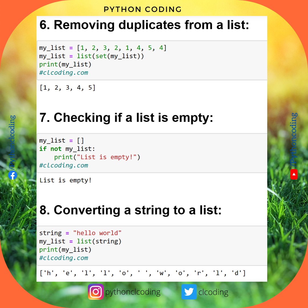 clcoding's tweet image. 12 Python code snippets that may be useful for everyday problems