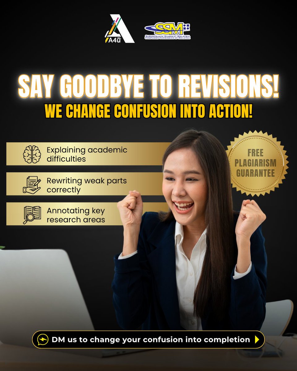 assignment4u_'s tweet image. Ever get feedback like: “Unclear argument.” “Restructure this.” “Needs refinement.”
😩 Frustrating, right?

Our academic writer turn that confusion into clarity:
🖍 Highlight what’s missing
✍️ Rewrite weak parts properly
🧠 Explain the tough academic stuff

#Assignments #Malaysia…