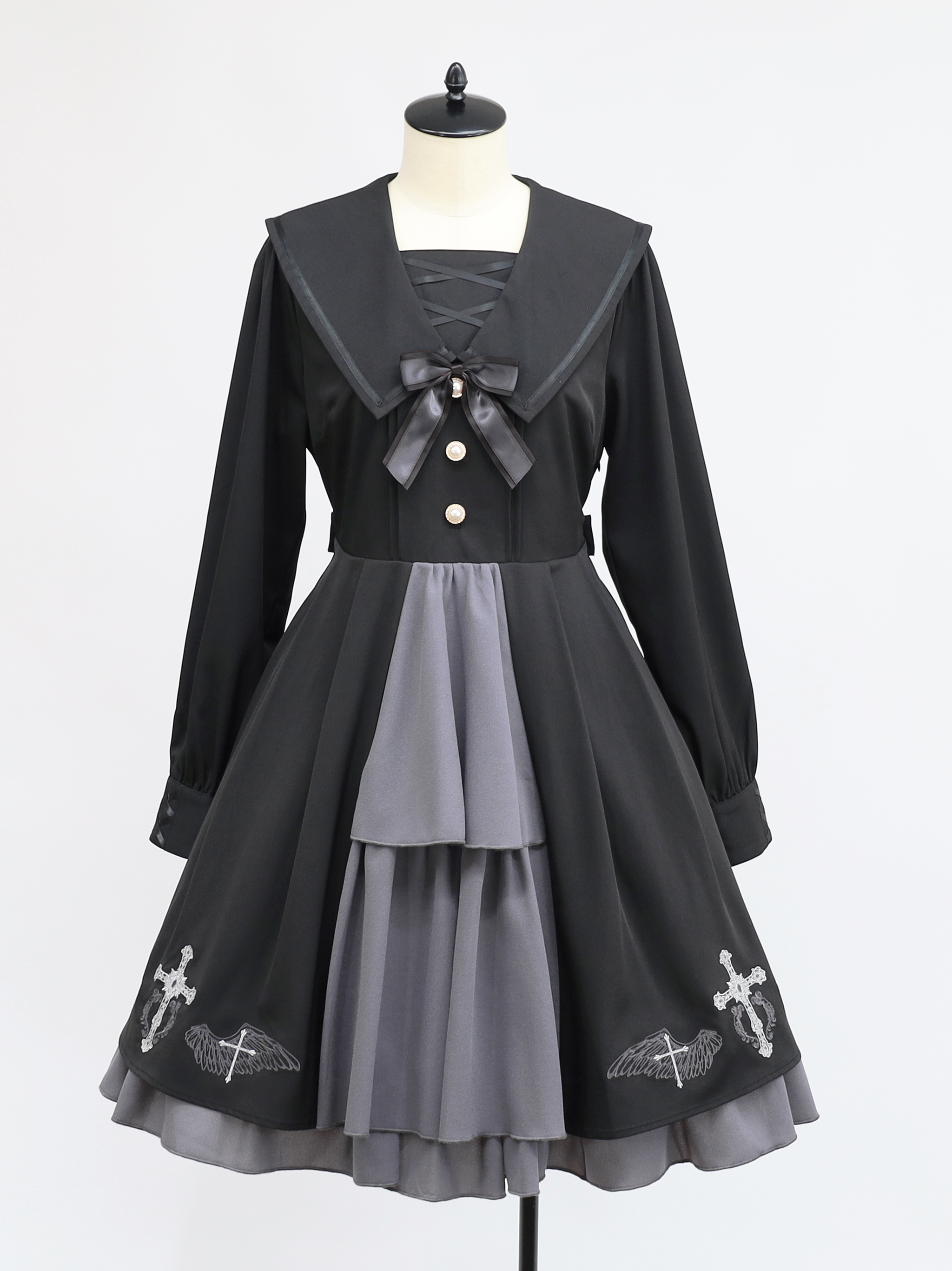 超希少✨ベルンハルトウィルヘルム　ネイビー リボンタイフレアワンピース　Ｓ WILLSELECTION（ウィルセレクション）の「袖フレアデニム