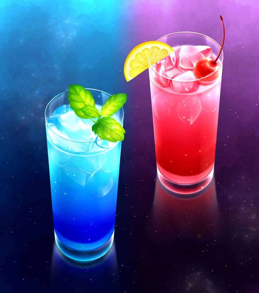 What's he doing? Brewing some potions! Some very fun, color potions~!

"Ufu, getting them to glow just right was so worth it. Look at these beauties!"