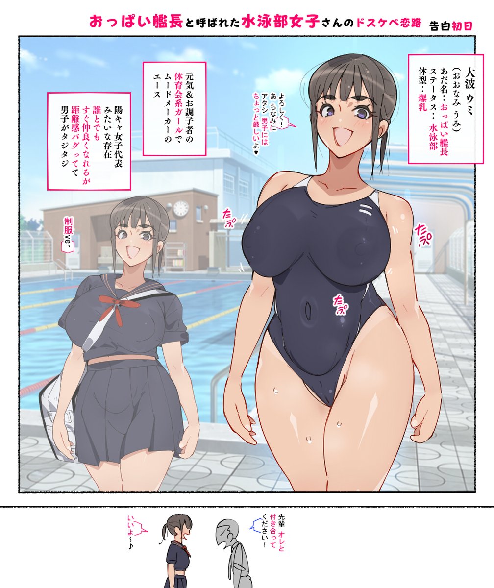 おはようございまし!今日はおっぱい艦長ちゃんで
1コマ漫画のテンプレ調整をしま!

1P目のキャラ紹介だけ1P漫画風にしてキャラの解像度を上げていくイメージに 