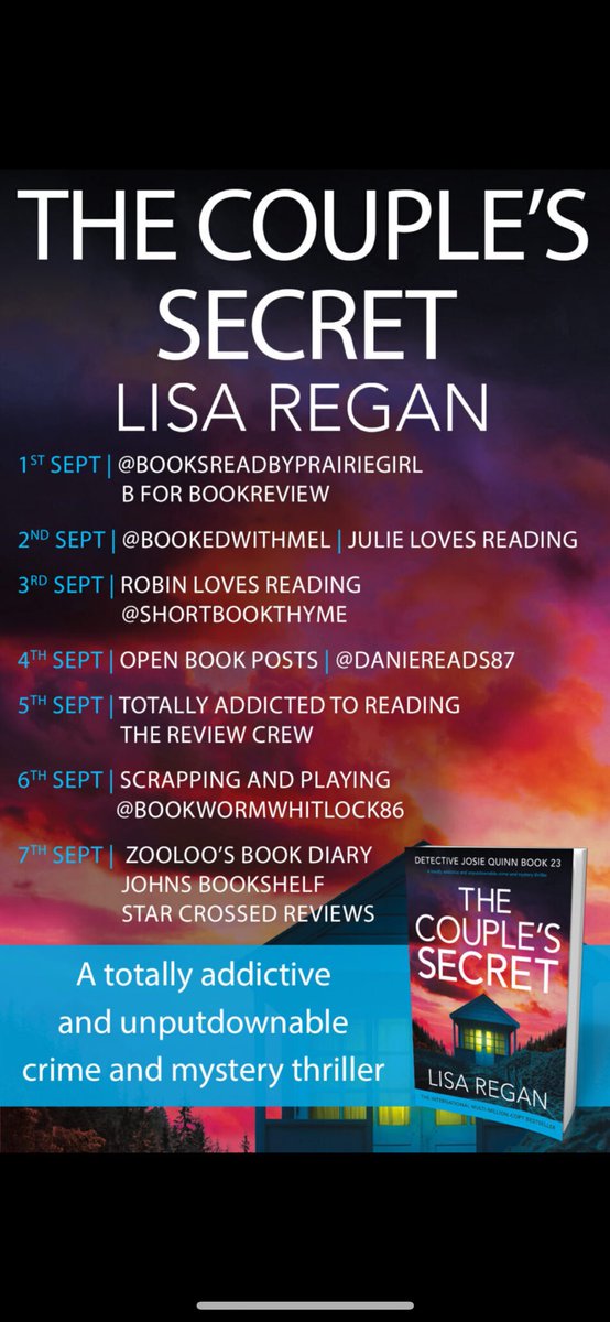 The Couple’s Secret by Lisa Regan is out now! <a href="/bookouture/">bookouture</a> 
This is a great crime thriller 
📚✍️⬇️
goodreads.com/book/show/2351…