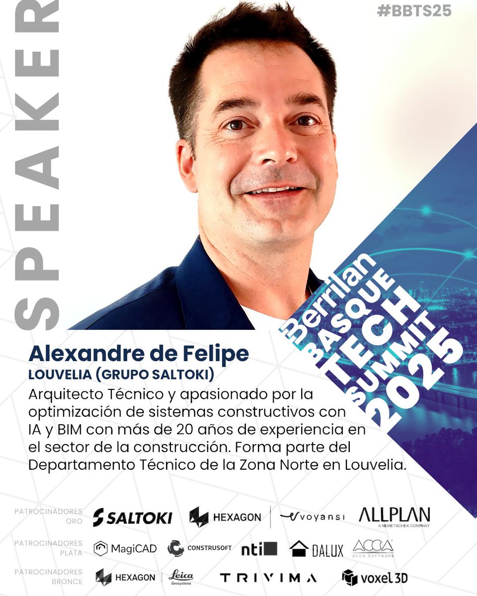 ¡Estamos que no paramos! ¡Y es que tenemos nuevo ponente para el Berrilan Basque Tech Summit! y su nombre es... ¡Alexandre de Felipe!

Alexandre nos hablará de cómo aplicar #BIM en fachadas eficientes.

🎟️ ¡Consigue ya tu entrada del #BBTS25! 👇  
bit.ly/BBTS25X