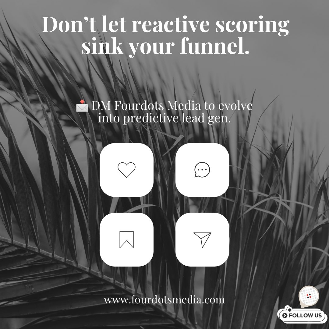 fourdots86's tweet image. ❌ Reactive lead scores = yesterday’s leads.
✅ Predictive scoring = tomorrow’s deals.
2025 buyers don’t wait, why should your funnel?
👉 DM Fourdots Media to make the shift today.
#B2BLeadGen #PredictiveScoring #LeadGeneration2025 #DemandGen #MarketingStrategy #SalesPipeline