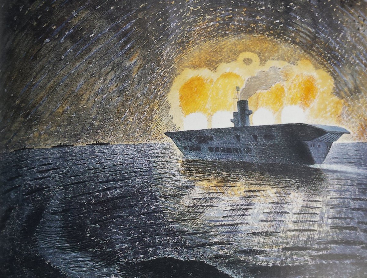 Eric Ravilious was killed #OTD in 1942 when the aircraft he was in during a search &amp; rescue mission off Iceland failed to return. From the countryside to war, his depiction of Britain in the 30s &amp; early years of #WW2 remain an incredible legacy, decades after his death.