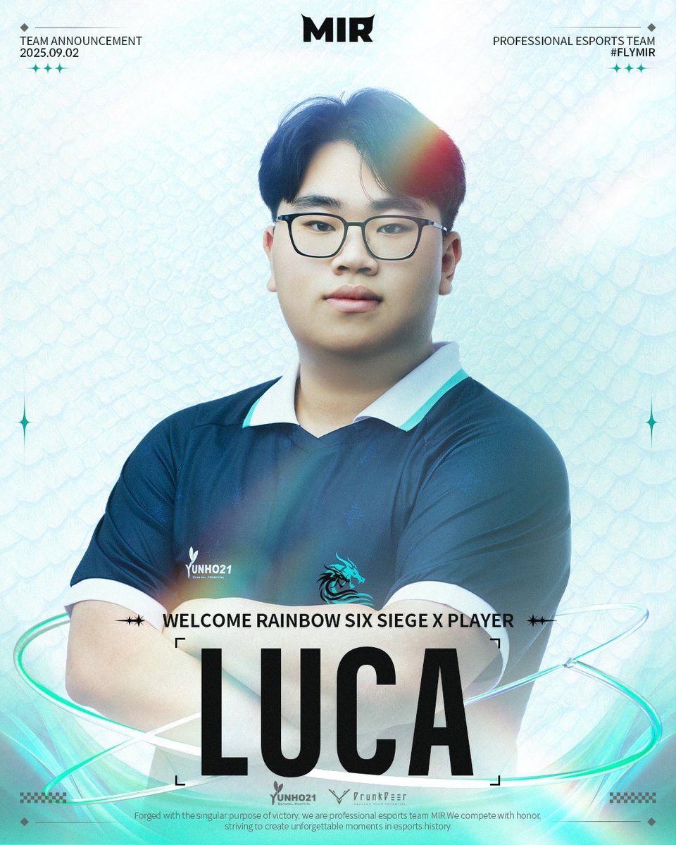 𝐖𝐄𝐋𝐂𝐎𝐌𝐄

2025 APL Stage 2부터 Kupe(<a href="/R6Kupe/">Kupe</a>) 선수와 LuCA(<a href="/LuCAgq/">LuCA</a>) 선수가 Mir Gaming과 함께하게 되었습니다.
두 선수와 함께할 Stage 2, 많은 응원 부탁드립니다!

#flymir🌊 #SiegeX