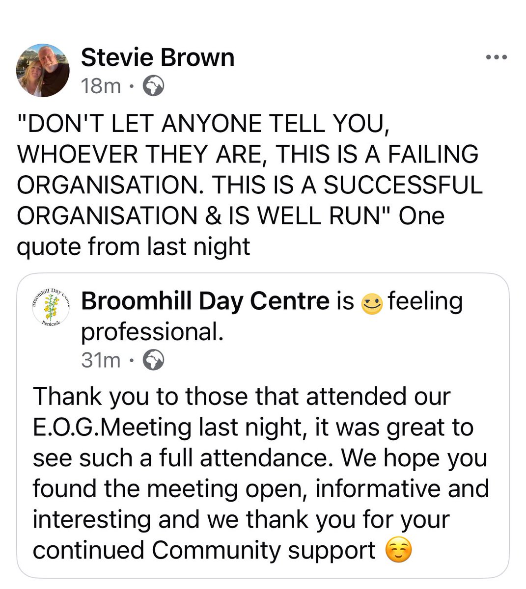 <a href="/STVNews/">STV News</a> <a href="/BBCScotlandNews/">BBC Scotland News</a> <a href="/edinburghpaper/">Edinburgh Evening News</a> <a href="/Mid_Advertiser/">MidlothianAdvertiser</a> this is a story that needs to be brought to the publics attention Broomhill Day Centre Penicuik plight