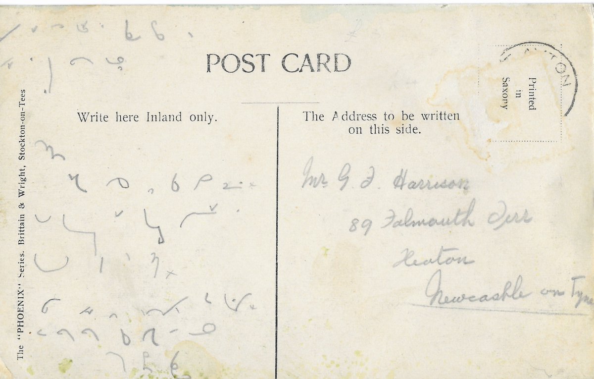 'I have missed you this last week. In fact I have been like a fish out of water. Will write tomorrow without fail. With very very best love and kisses.' Postcard of Ayton with message in Pitman Shorthand for #PostcardTuesday (Postcard features in Fifty Mysterious Postcards)