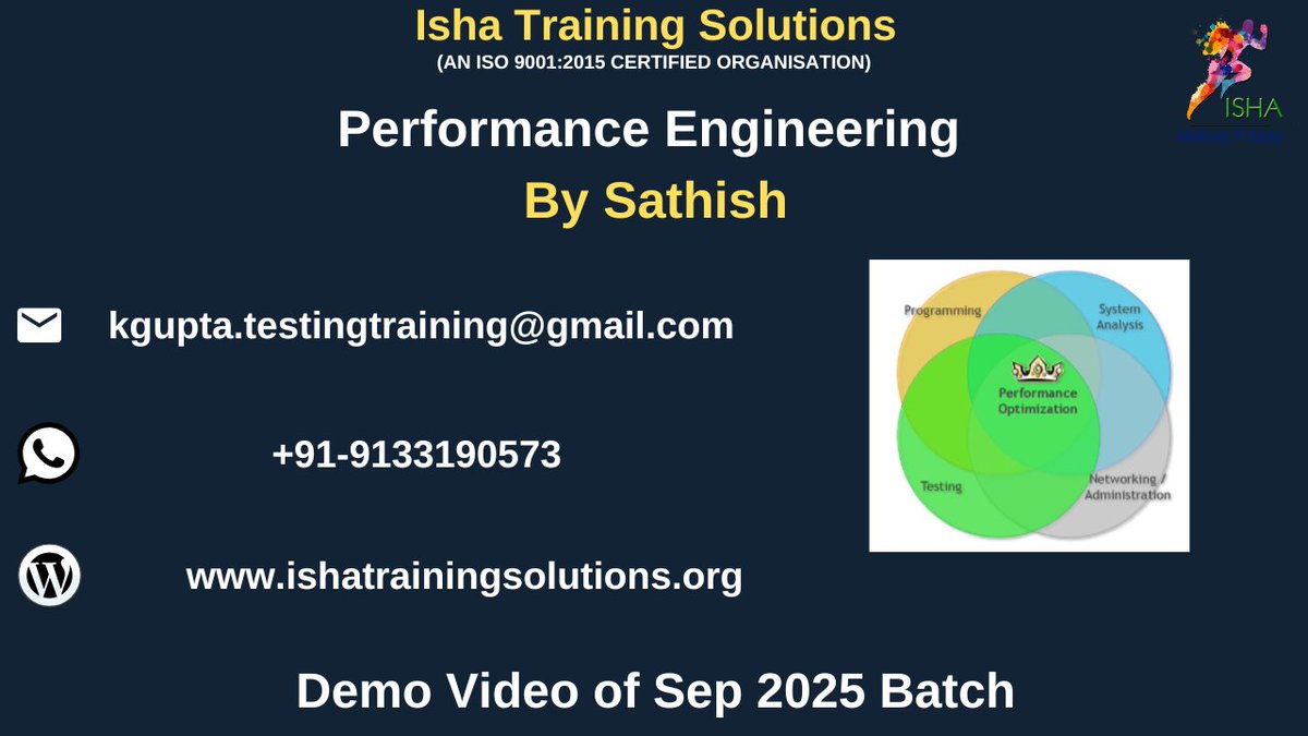 IshaKumargupta's tweet image. &quot;Performance Engineering for Java&quot;-Demo Video
youtu.be/DFNia_bKreg
Enrolments are still in progress
Regular sessions will start from:
2nd Sep@9PM(IST)/2nd Sep@11:30AM(EST)
The course Price:9,900 INR/119USD
call/WhatsApp@+91-9133190573/8977922427
#PerformanceEngineering