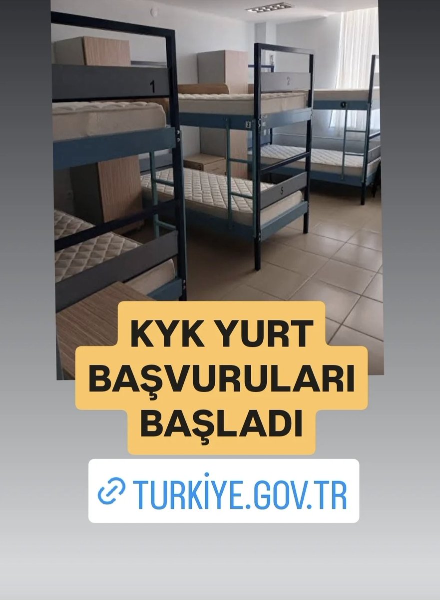 KYK yurt başvuruları başladı. turkiye.gov.tr/gsb-yurt-basvu…
