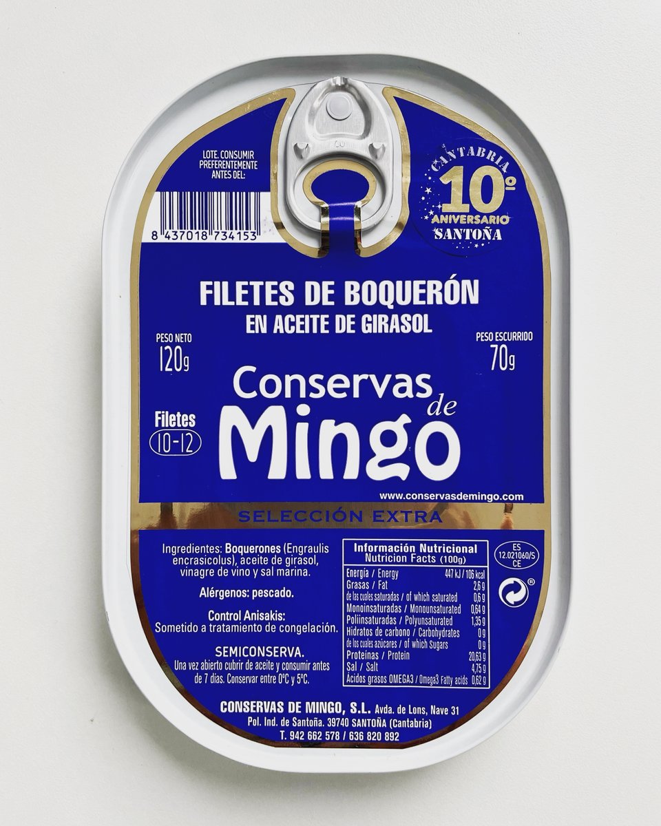 ConservasDMingo's tweet image. Lata de Boquerones ( de 10 a 12 Filetes ) 🐟💯💢
Entra en nuestra #Tiendaonline y no te quedes sin el tuyo !!! #ConservasDMingoCrew #Food