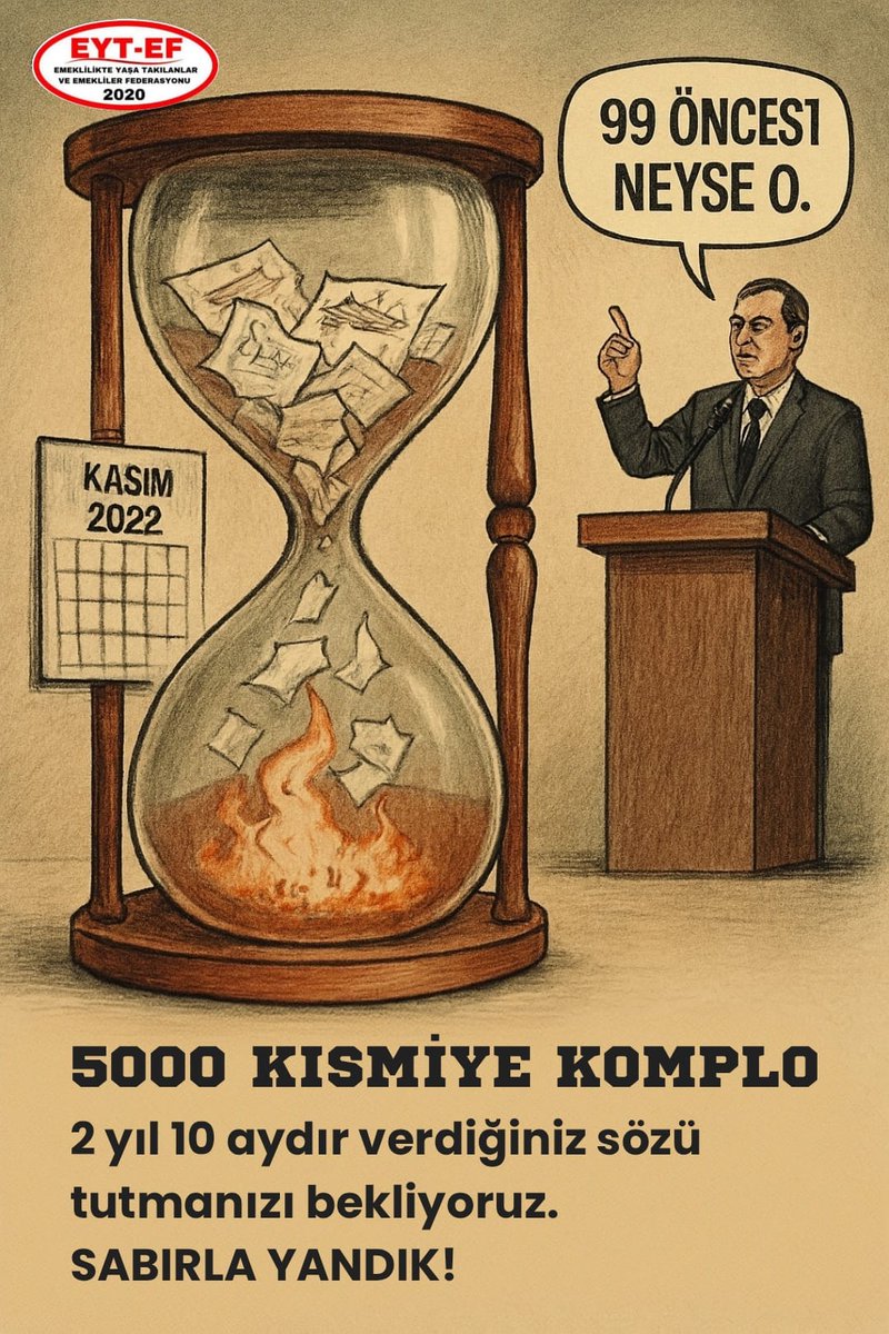 2.TAG
👇
#5000KısmiyeKomplo

5000 Prim ve Kısmi Emeklilik mağdurlarının hakkı gasp edildi !

Siyasi hesaplarla yok sayılan haklarımız bir komploya dönüşmüş,

İktidar, yüzbinlerce insanın hak ettiği emekliliği elinden almıştır.

#TüikEliyleEmekliyeKıskaç
<a href="/RTErdogan/">Recep Tayyip Erdoğan</a>
<a href="/isikhanvedat/">Prof. Dr. Vedat Işıkhan</a>