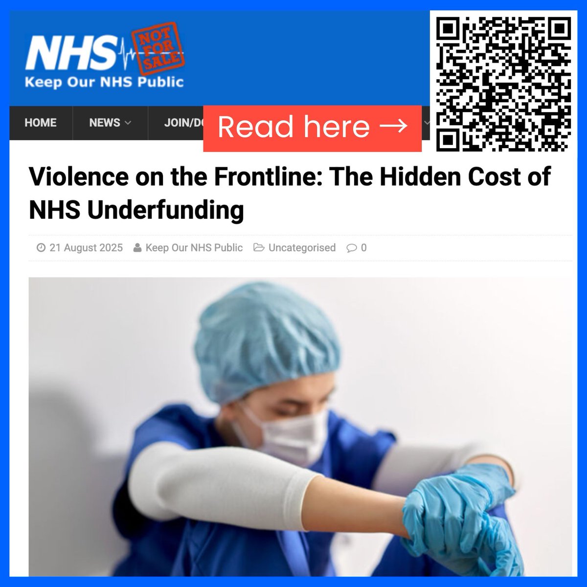EveryDoctor (@everydoctoruk) on Twitter photo Our NHS staff are doing their best under impossible pressure...
This article highlights how systemic underfunding has left frontline workers exposed, sometimes even to violence.
We must look after the people who look after us.
👉 keepournhspublic.com/violence-on-th… Our NHS staff are doing their best under impossible pressure...
This article highlights how systemic underfunding has left frontline workers exposed, sometimes even to violence.
We must look after the people who look after us.
👉 keepournhspublic.com/violence-on-th…