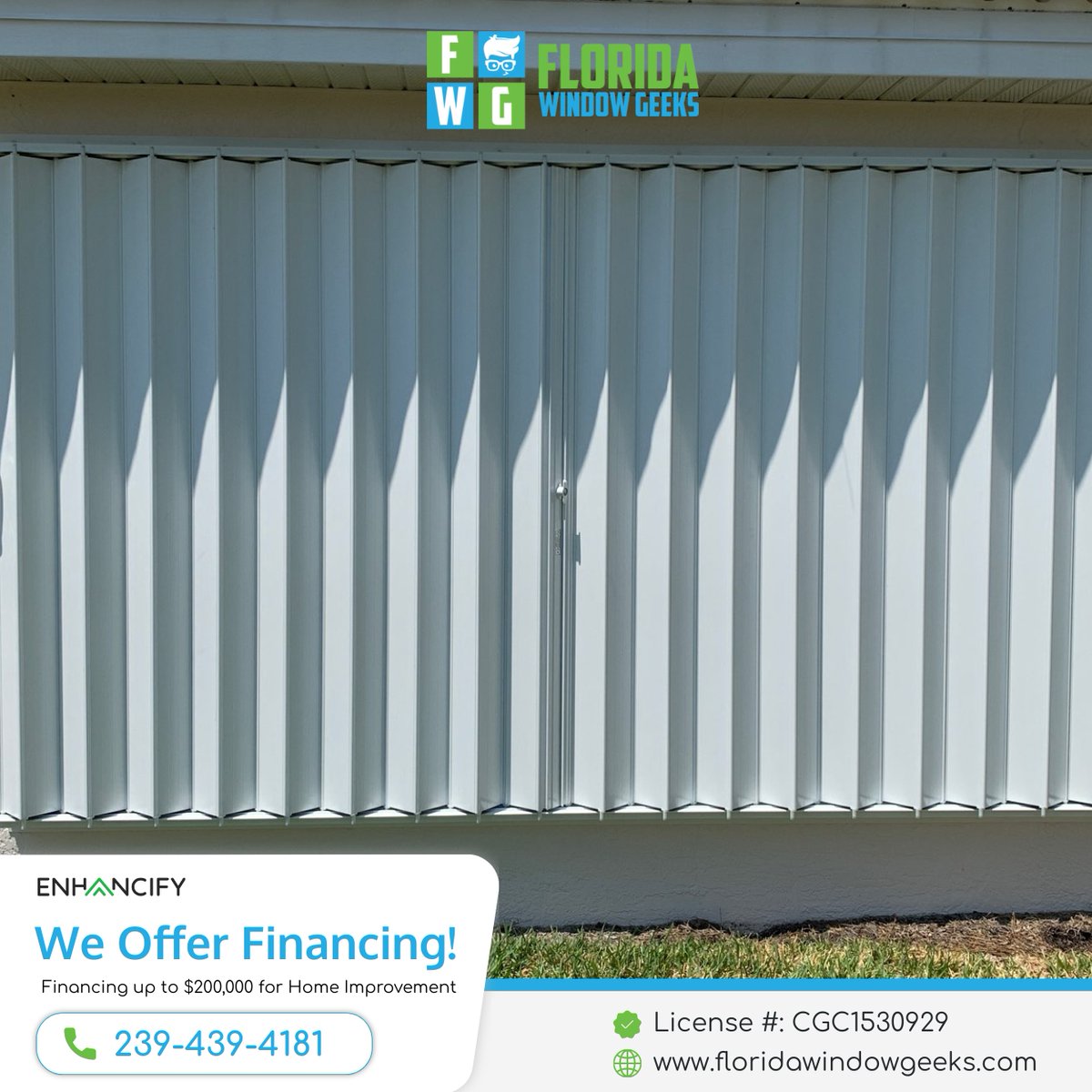 fl_windowgeeks's tweet image. At Florida Window Geeks, we specialize in accordion shutter installation, giving you peace of mind and storm-ready protection year-round.  

📞 239-439-4181
🌐  floridawindowgeeks.com/accordions/ 

#HurricaneProtection #AccordionShutters #StormReady #HomeSecurity #FloridaWindowGeeks