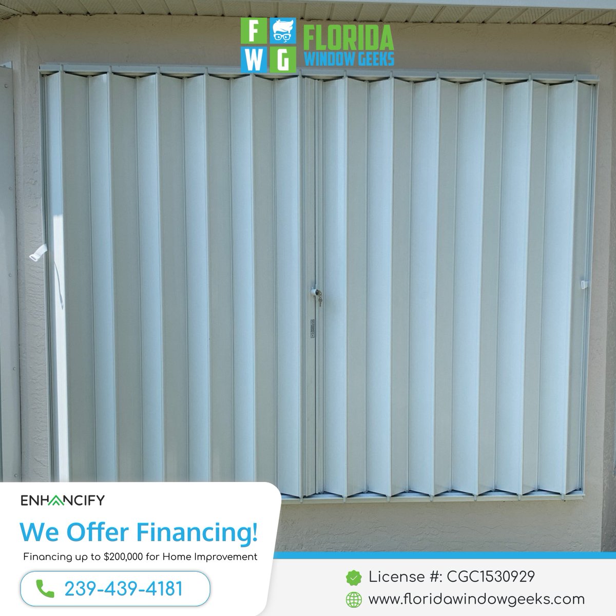 fl_windowgeeks's tweet image. At Florida Window Geeks, we specialize in accordion shutter installation, giving you peace of mind and storm-ready protection year-round.  

📞 239-439-4181
🌐  floridawindowgeeks.com/accordions/ 

#HurricaneProtection #AccordionShutters #StormReady #HomeSecurity #FloridaWindowGeeks