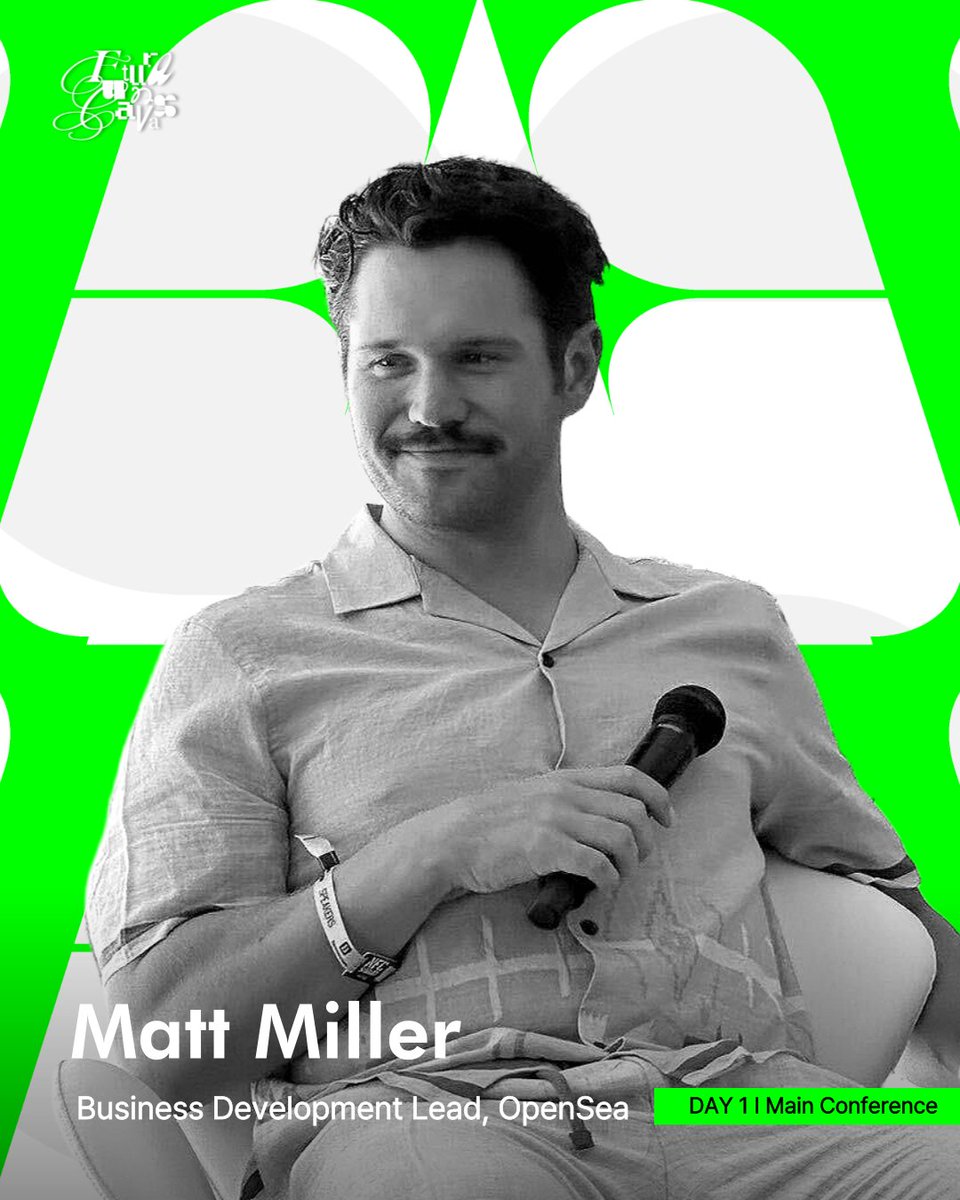 ⏰ DAY 1 | Main Conference
👤 Matt Miller (Business Development Lead, OpenSea)

<a href="/balon_art/">balon</a> is a longtime digital art collector and Business Development Lead at OpenSea, where he focuses on empowering artists and creators.