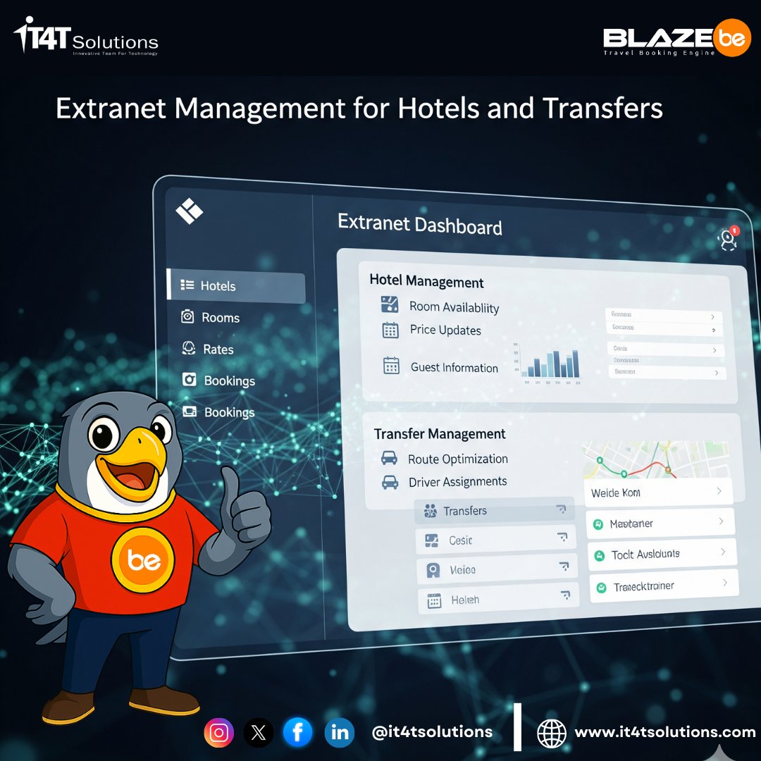 it4tsolutions's tweet image. Meet - 𝗕𝗹𝗮𝘇𝗲𝗕𝗘, your best travel booking engine! With an intuitive dashboard for hotels, transfers, sightseeing, packages and fixed departures, you can easily manage rates, rooms, and routes.

#BlazeBE #TravelBookingEngine #BookingManagementSystem #IT4TSolutions