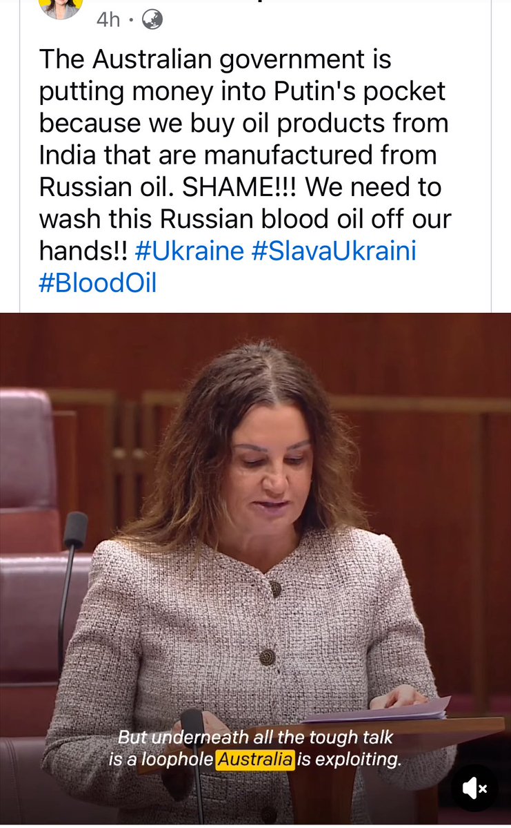 Oz SuppUkr (@osuppukr28147) on Twitter photo Senator Jacqui Lambie spells out Australia’s atrocious funding of Putin by importing his Blood Fuel from India. See Facebook post
<a href="/narendramodi/">Narendra Modi</a> <a href="/mobbs_mentality/">Meaghan Mobbs</a> <a href="/SecScottBessent/">Treasury Secretary Scott Bessent</a> <a href="/USDPColby/">Under Secretary of Defense Elbridge Colby</a> <a href="/JAParker29/">Jennifer Parker</a> <a href="/johncoyne14/">Dr John Coyne</a> <a href="/RepJoeWilson/">Joe Wilson</a> <a href="/willthiel/">Will Thiel 🇦🇺🇺🇦</a> <a href="/WilkieMP/">Andrew Wilkie MP</a>
facebook.com/share/v/19TfTF… Senator Jacqui Lambie spells out Australia’s atrocious funding of Putin by importing his Blood Fuel from India. See Facebook post
<a href="/narendramodi/">Narendra Modi</a> <a href="/mobbs_mentality/">Meaghan Mobbs</a> <a href="/SecScottBessent/">Treasury Secretary Scott Bessent</a> <a href="/USDPColby/">Under Secretary of Defense Elbridge Colby</a> <a href="/JAParker29/">Jennifer Parker</a> <a href="/johncoyne14/">Dr John Coyne</a> <a href="/RepJoeWilson/">Joe Wilson</a> <a href="/willthiel/">Will Thiel 🇦🇺🇺🇦</a> <a href="/WilkieMP/">Andrew Wilkie MP</a>
facebook.com/share/v/19TfTF…