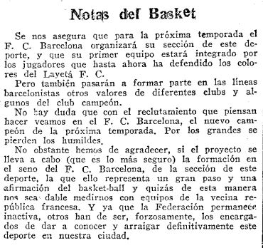 Francesc Fernandez (@francescferna12) on Twitter photo El 2 de setembre de 1926, nou dies després de la creació oficial del <a href="/FCBbasket/">Barça Basket</a>, apareixia a <a href="/mundodeportivo/">Mundo Deportivo</a> el primer text donant noticia del fet. El va escriure Josep Monfort, qui possiblement s'assabentà per un seu cunyat que pertanyia al Laietà El 2 de setembre de 1926, nou dies després de la creació oficial del <a href="/FCBbasket/">Barça Basket</a>, apareixia a <a href="/mundodeportivo/">Mundo Deportivo</a> el primer text donant noticia del fet. El va escriure Josep Monfort, qui possiblement s'assabentà per un seu cunyat que pertanyia al Laietà