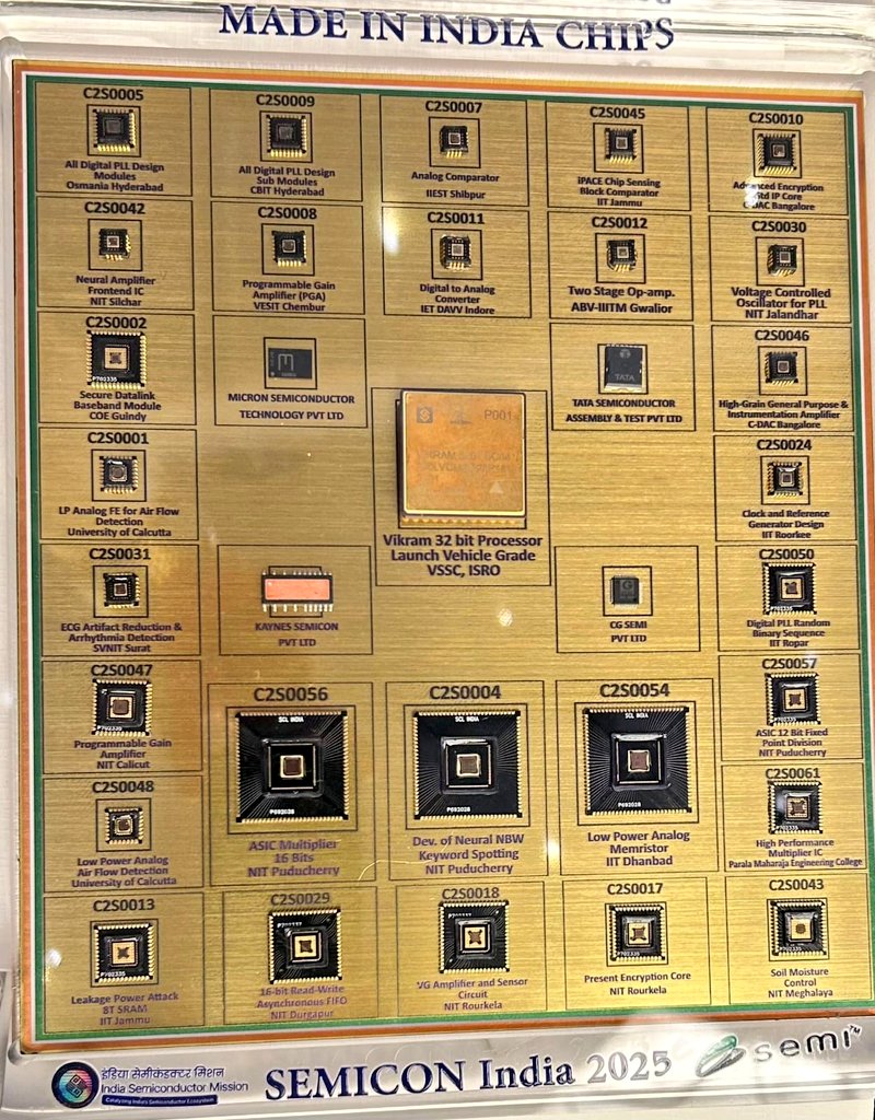 India’s first fully 'Made in India' semiconductor chip ‘Vikram’ unveiled at #SemiconIndia2025 🇮🇳

#AtmanirbharBharat #MakeInIndia