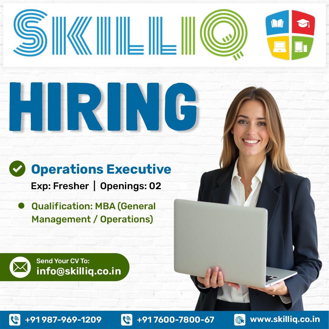 SkillIQCourse's tweet image. 🚨 We&apos;re #Hiring!
📍 Ahmedabad | On-site
🎓 MBA | Freshers welcome
🧑‍💼 Role: Operations Executive
📩 Apply: info@skilliq.co.in
📞 +91 7600-7800-67 | +91 987-969-8003
🔗 skilliq.co.in
#SkillIQ #MBAJobs #AhmedabadJobs #Freshers #JobAlert