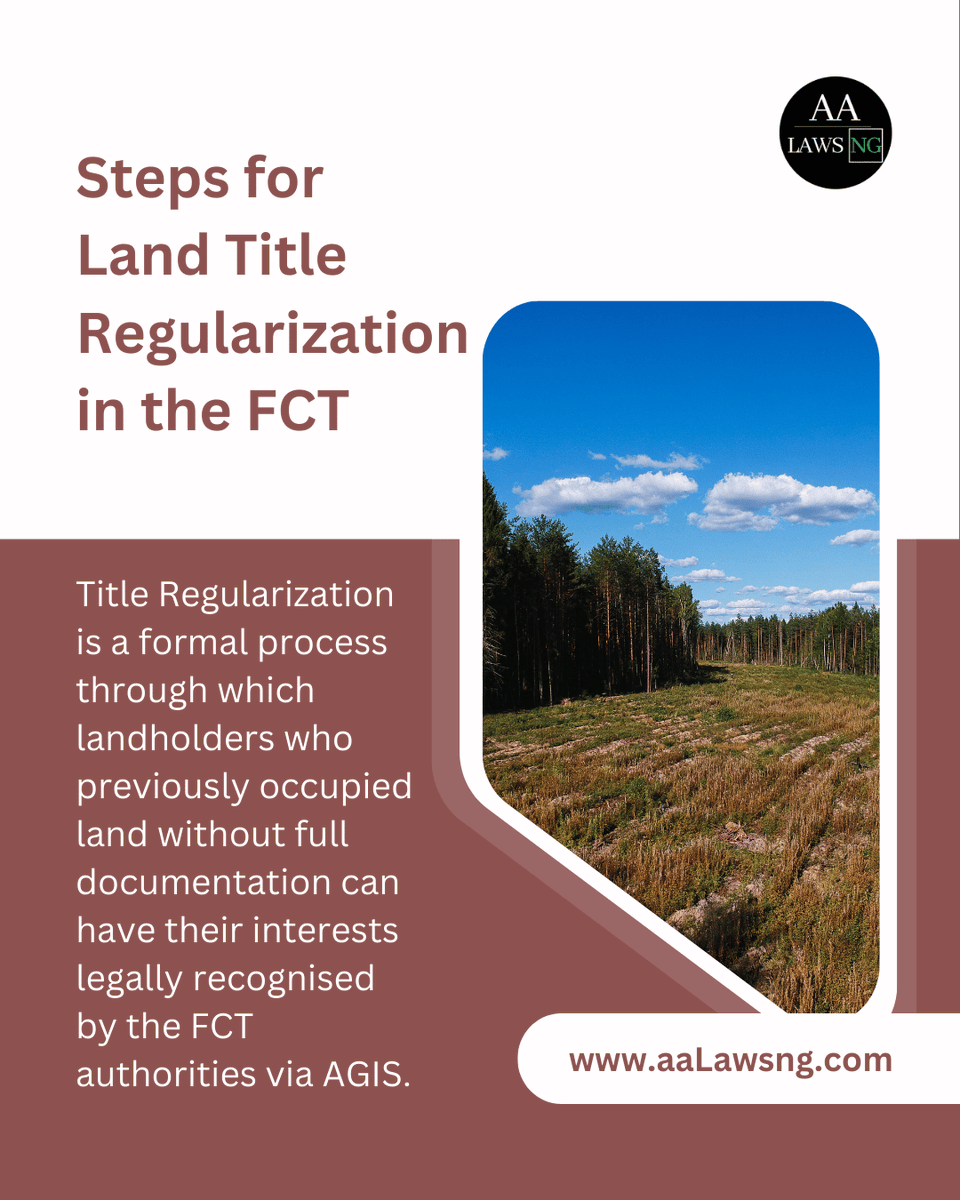 aalawsng's tweet photo. Do you occupy land in the Federal Capital Territory (FCT) without full legal documentation?

This simple guide breaks down the essential steps to secure your land rights:

#Abuja #LandTitle #PropertyNigeria #AGIS #Fct #LegalDocument #aalawsng #avielavenantelawpractice https://t.co/eakLUQHgAN