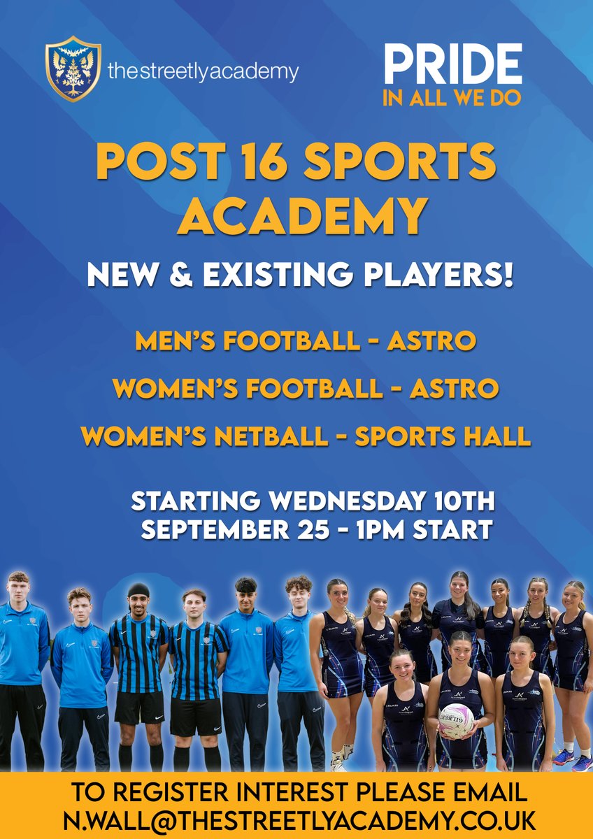 𝐀𝐫𝐞 𝐲𝐨𝐮 𝐚 𝐤𝐞𝐞𝐧 𝐅𝐨𝐨𝐭𝐛𝐚𝐥𝐥𝐞𝐫 𝐨𝐫 𝐍𝐞𝐭𝐛𝐚𝐥𝐥 𝐏𝐥𝐚𝐲𝐞𝐫? 𝐉𝐨𝐢𝐧 𝐮𝐬 𝐟𝐨𝐫 𝐒𝐞𝐚𝐬𝐨𝐧 𝟐𝟓/𝟐𝟔!

<a href="/StreetlyAcademy/">The Streetly Academy</a> <a href="/Streetly6thForm/">Streetly Academy Sixth Form</a>