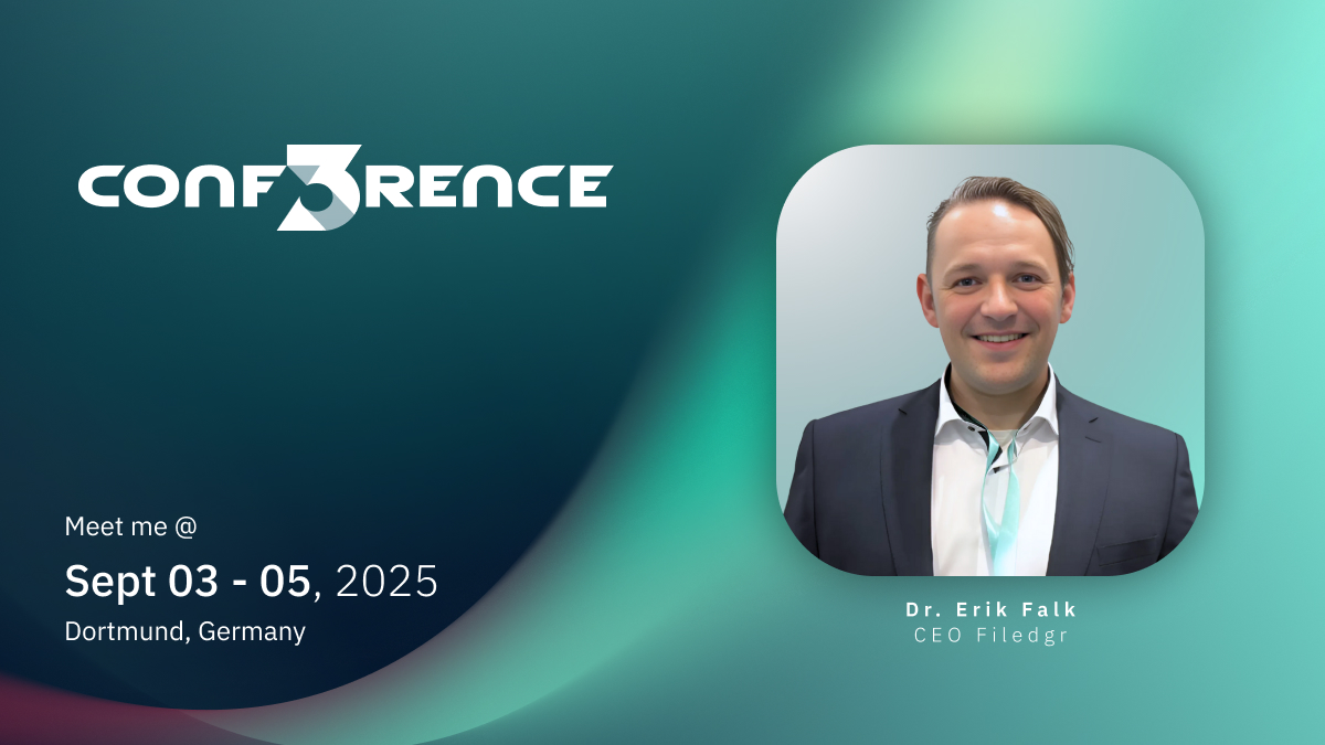 Filedgr is heading to <a href="/conf3rence/">CONF3RENCE</a>

Our Trusted Infrastructure helps enterprises prove compliance &amp; integrity - not just claim it.

- RWA Data attestation
- Digital product passports
- ROI-driven compliance

Want to connect? DM our Founder <a href="/er_falk/">Erf 🦉</a> or book via the conference app.
