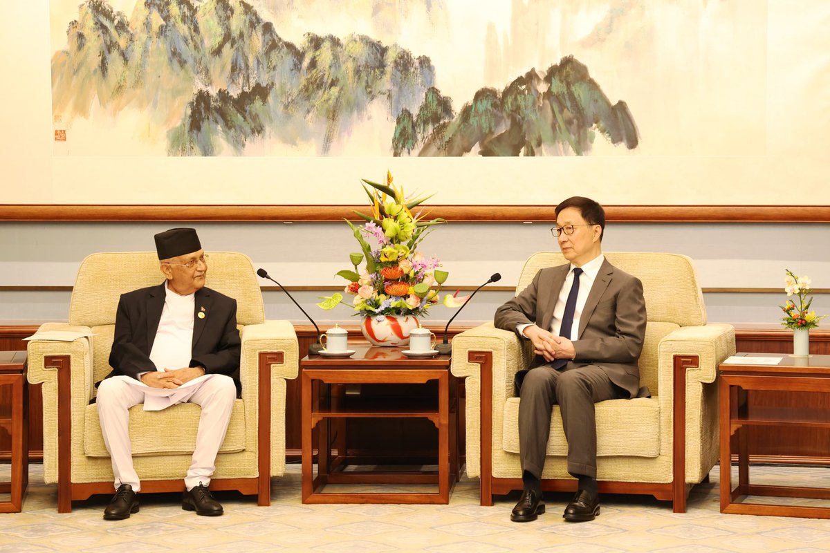 kpsharmaoli's tweet image. Met H.E. Han Zheng, Vice President of China, at Diaoyutai State Guest House in Beijing. Recalled fruitful talks with President Xi, congratulated China on the successful SCO Summit, and wished success for tomorrow’s 80th anniversary commemoration.