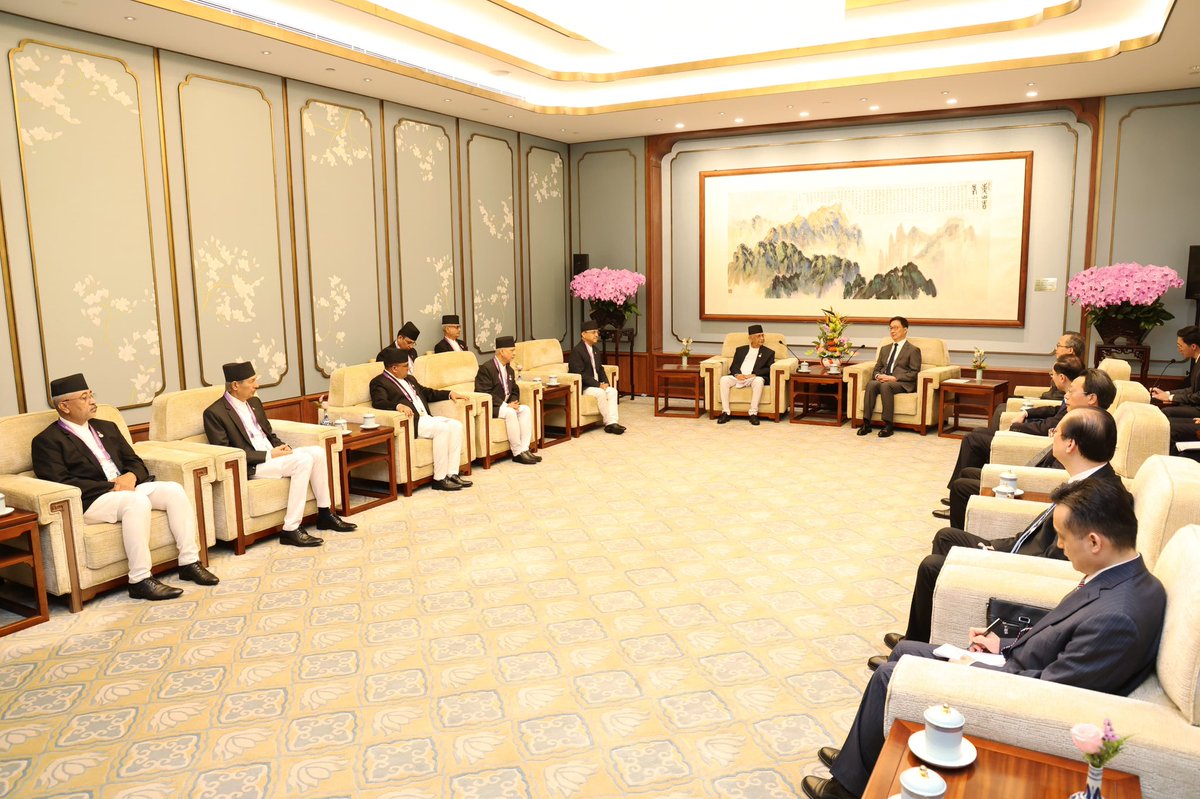 kpsharmaoli's tweet image. Met H.E. Han Zheng, Vice President of China, at Diaoyutai State Guest House in Beijing. Recalled fruitful talks with President Xi, congratulated China on the successful SCO Summit, and wished success for tomorrow’s 80th anniversary commemoration.