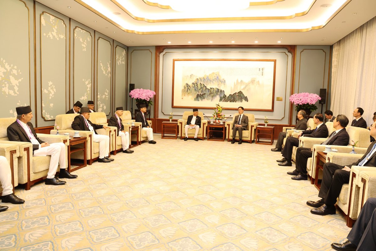 kpsharmaoli's tweet image. Met H.E. Han Zheng, Vice President of China, at Diaoyutai State Guest House in Beijing. Recalled fruitful talks with President Xi, congratulated China on the successful SCO Summit, and wished success for tomorrow’s 80th anniversary commemoration.