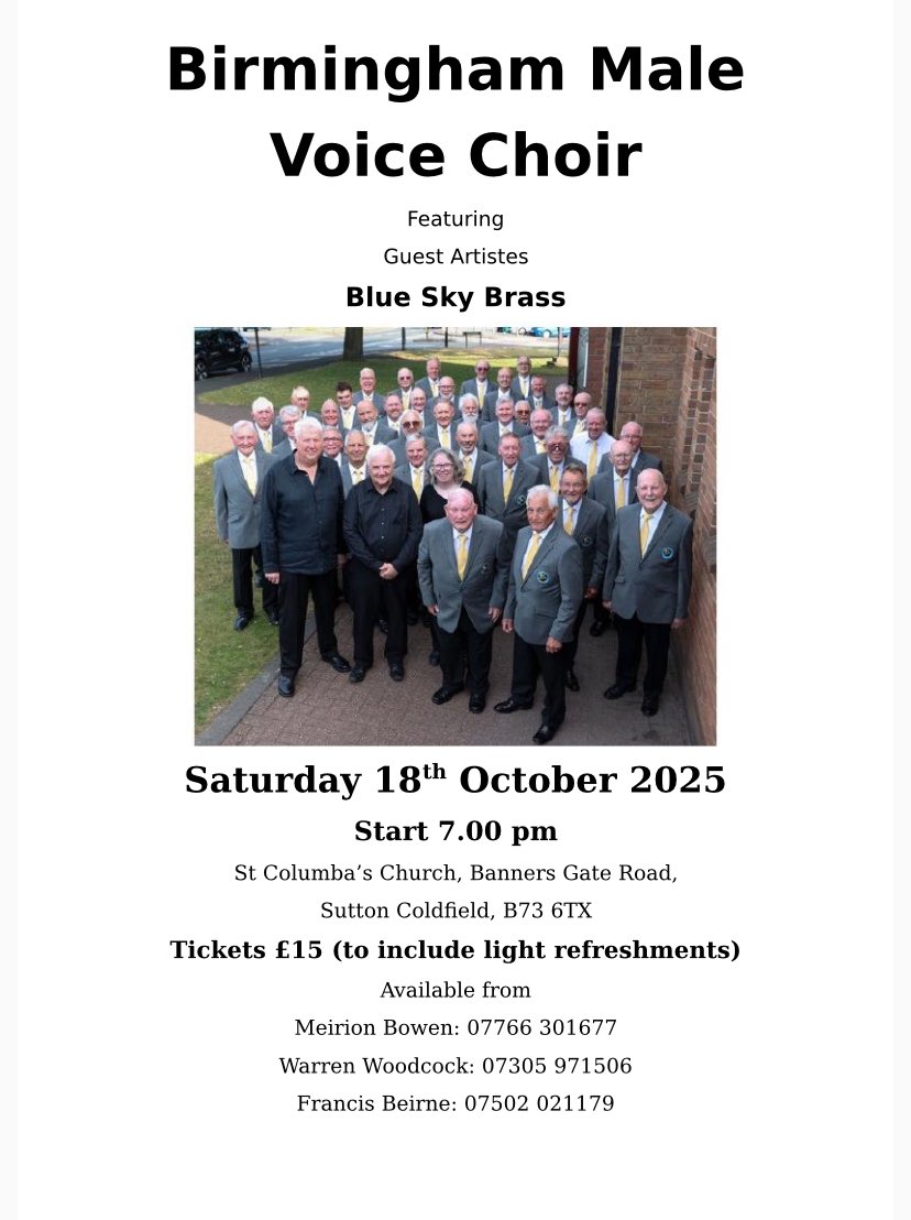 BhamMVC's tweet photo. This is going to be a belter. Birmingham Male Voice Choir and Blue Sky Brass together!!. Tickets on sale now. https://t.co/rDrFscbzUC