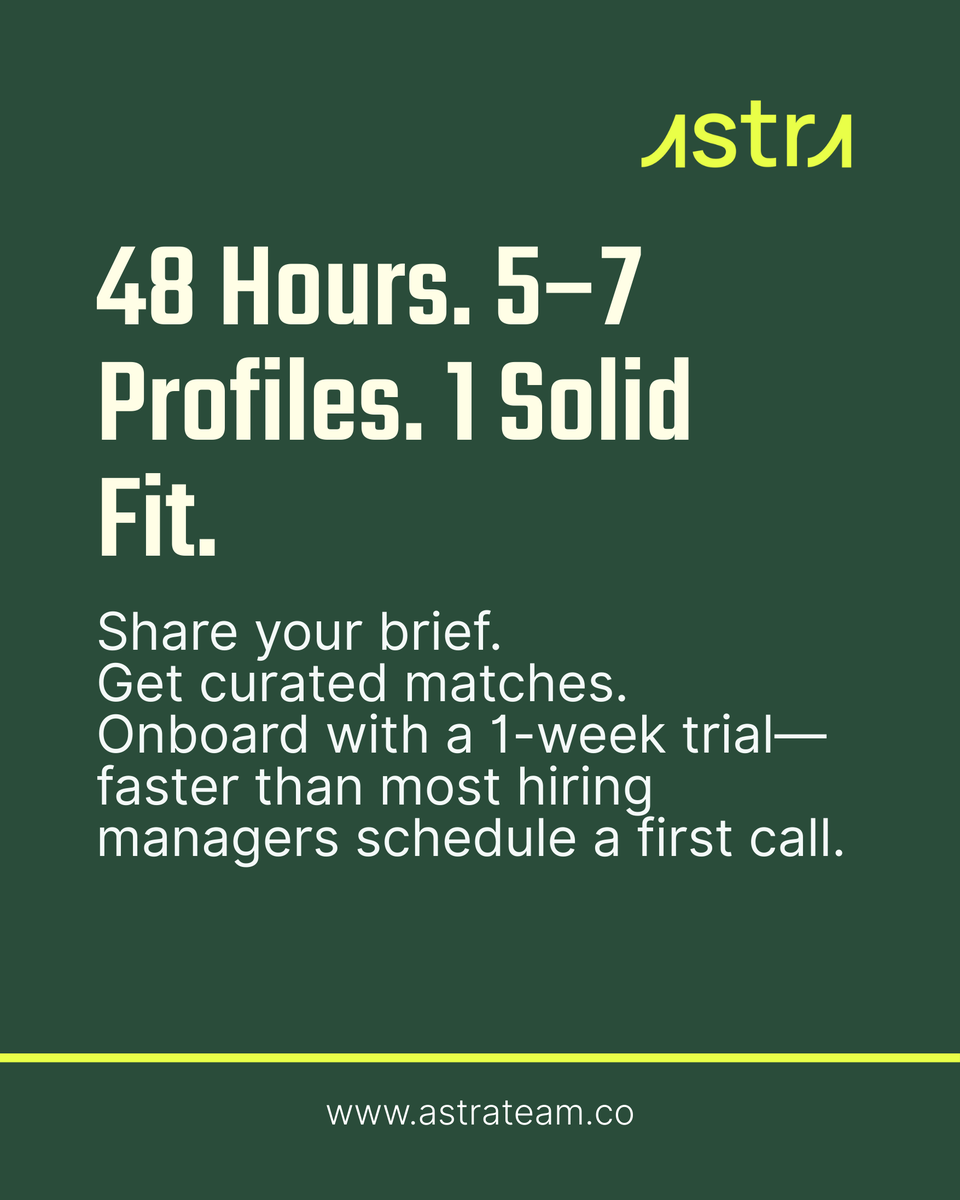 _astra_design's tweet image. At Astra, we’ve already done the interviews — so you don’t have to.
Just pick, plug, and go. Our pre-vetted UI/UX designers 
No delays. No guesswork. Just real talent, real fast.

💻 astrateam.co 

#AstraDesigns #RemoteDesignPartner #UIUXDesigners #FastHiring