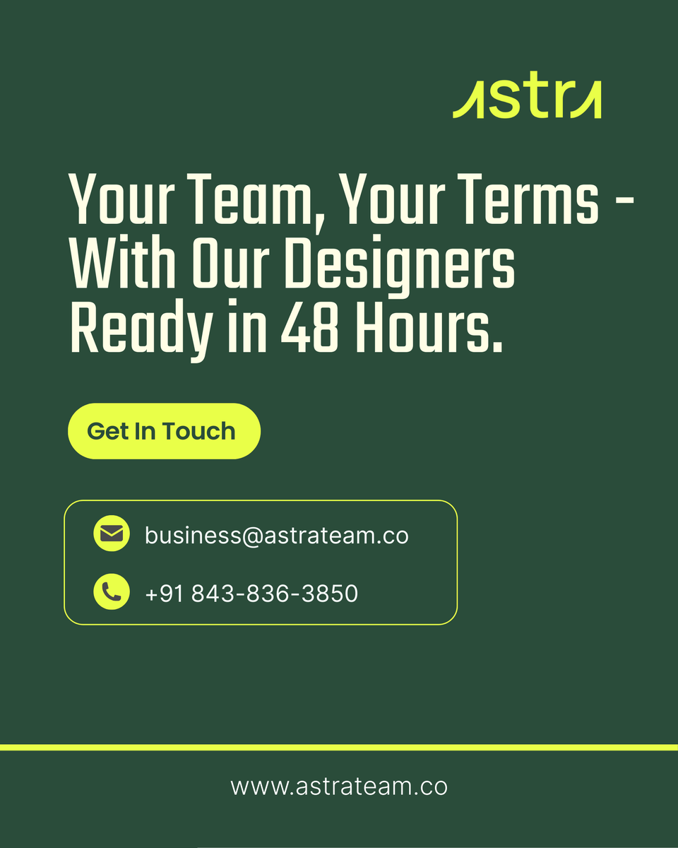 _astra_design's tweet image. At Astra, we’ve already done the interviews — so you don’t have to.
Just pick, plug, and go. Our pre-vetted UI/UX designers 
No delays. No guesswork. Just real talent, real fast.

💻 astrateam.co 

#AstraDesigns #RemoteDesignPartner #UIUXDesigners #FastHiring