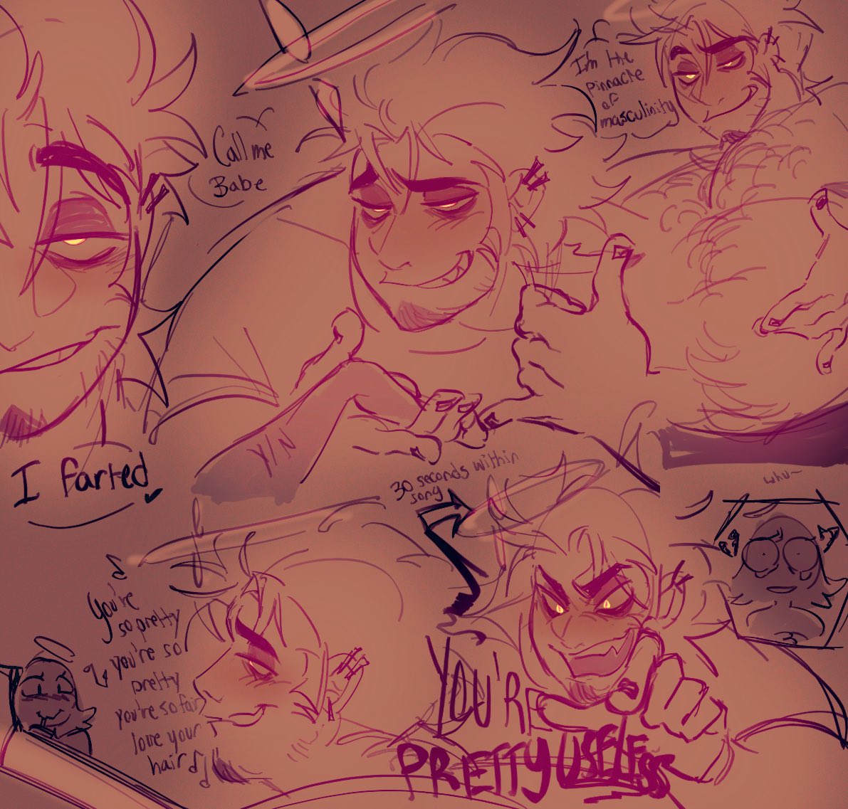Ava_Hazbinbin's tweet image. Havent drawn posted here in awhile so here’s some Adam doodles I did a few days ago :3c 
#HazbinHotelAdam #HazbinHotel