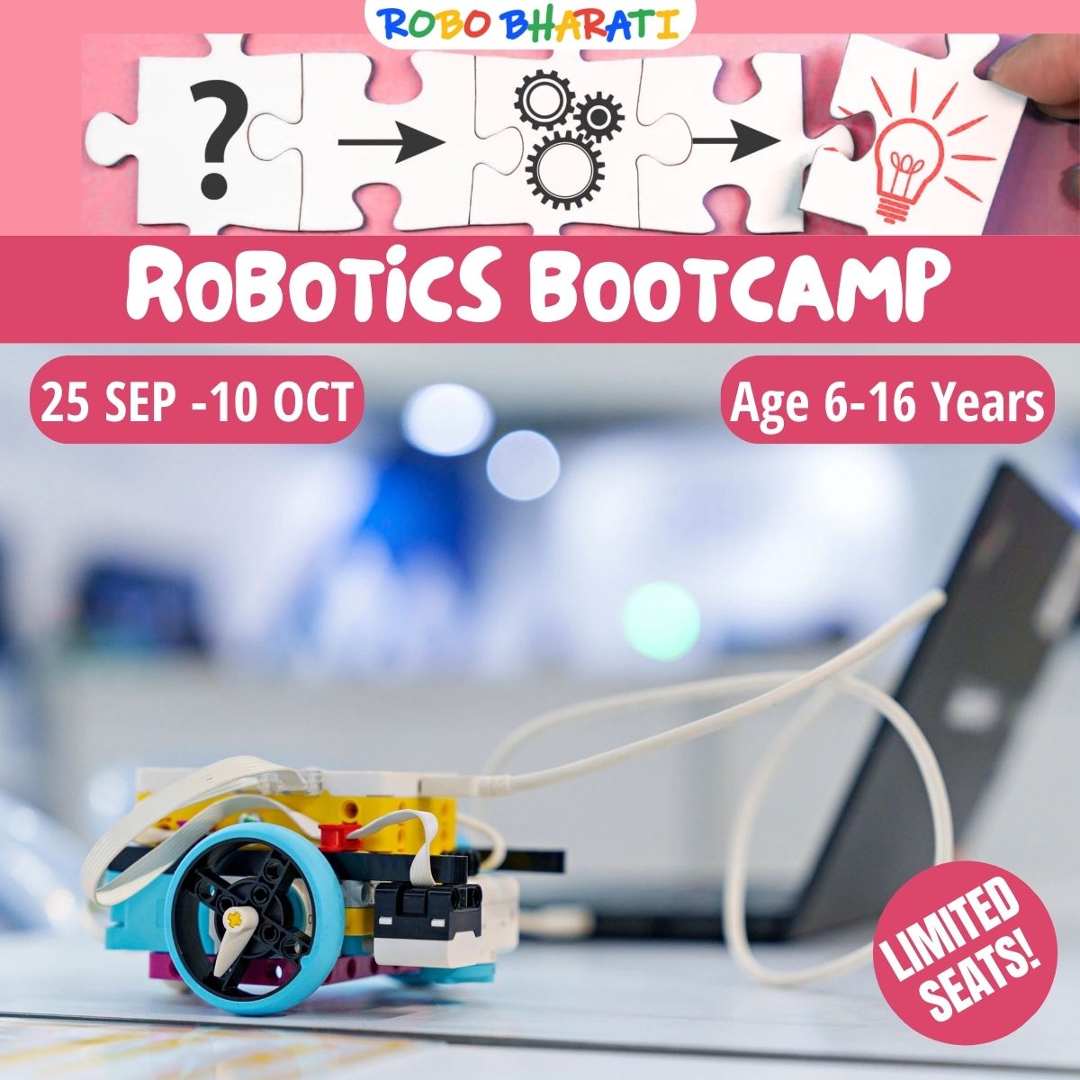 RoboBharati's tweet image. Limited seats! Book now!🎉 Upcoming school mid-term break, unlock your child potential with technology, develop critical thinking with hands-on workshops #RoboBharati_Manipal #Age6to16Years #LearnToInnovate