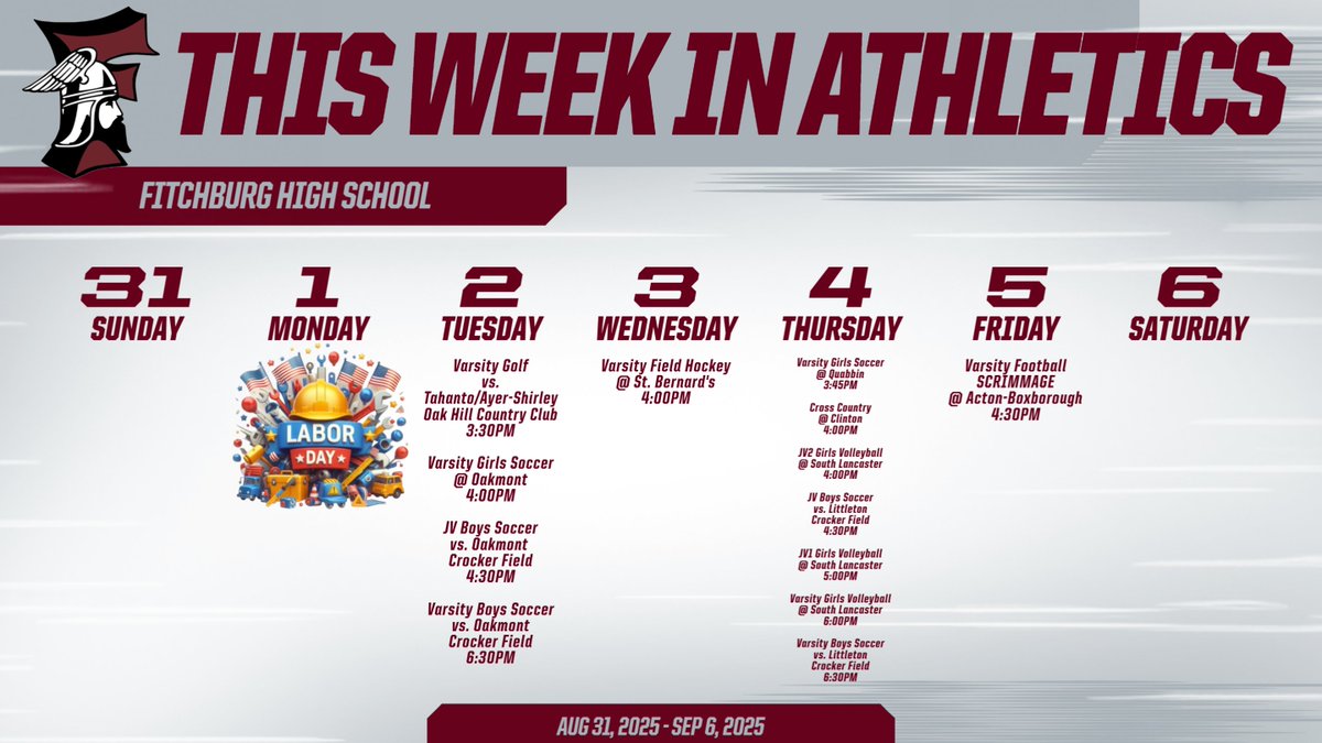 view.gogipper.com/page/3290310 This Week Newsletter packed with details to #BackTheRedandGray This Week in Fitchburg Athletics...Away we go! These games count! We need you there! Like &amp; Follow our Social Media channels for more! #AllHailtoTheRedandGray