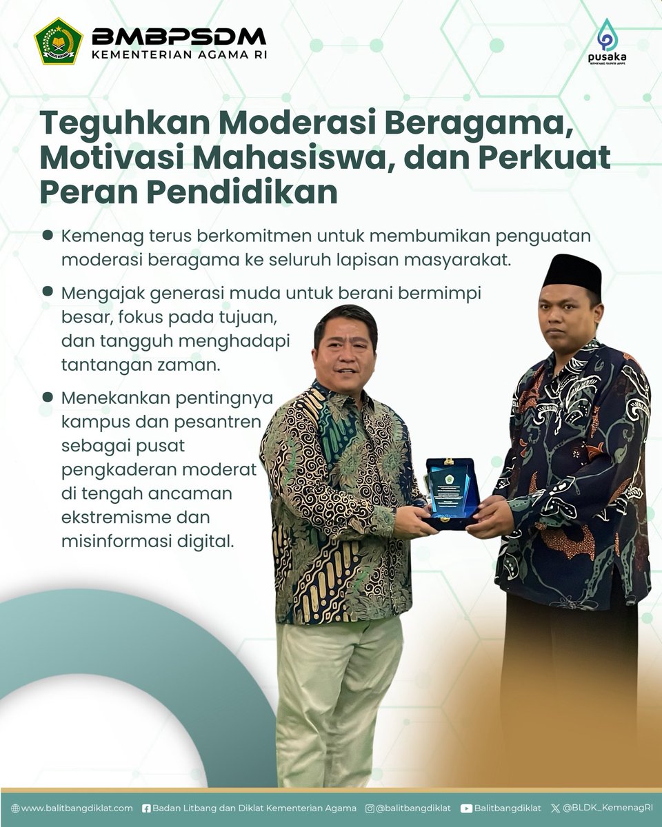 moderat_idn's tweet image. Salam #SahabatReligi

Komitmen BMBPSDM dalam membumikan moderasi beragama terus digencarkan, termasuk lewat peran kampus dan pesantren di era disrupsi digital. 

Swipe untuk tahu lebih lanjut!

#BMBPSDM
#KemenagRI
#ModerasiBeragama
#KitaSemuaSama
#ExellenceIsOurTradition