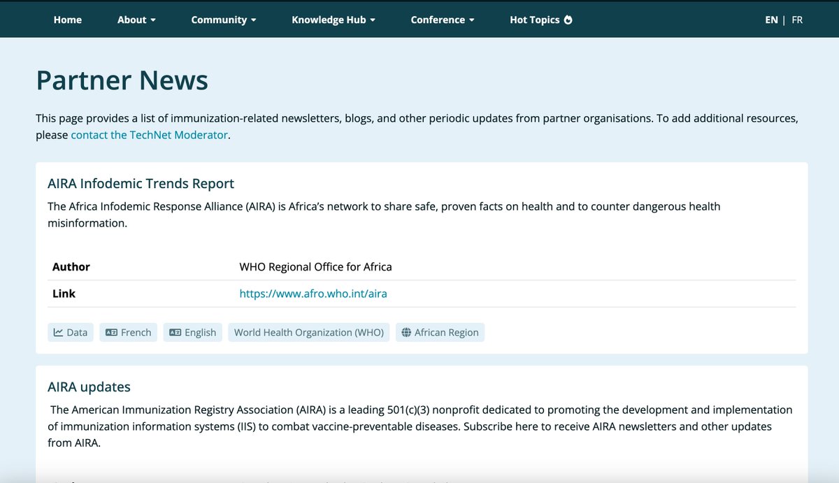 TechNet21Mod's tweet image. Updated on TechNet!
The Partner News section is now a repository of immunization-related newsletters and blogs from partner organisations.
Browse, subscribe & stay informed: technet-21.org/en/community/p…
If you know other newsletters to add, feel free to share them with us!