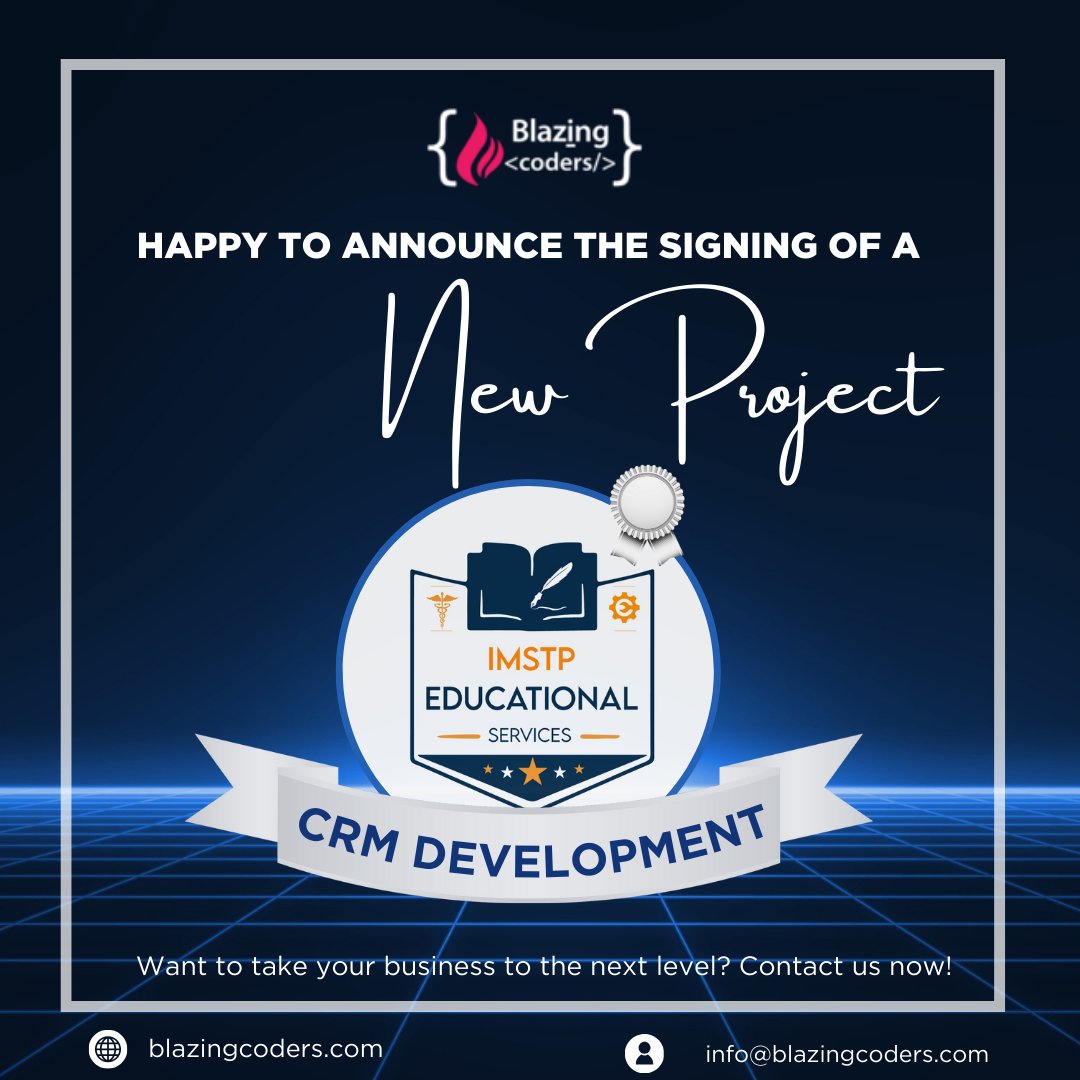 blazingcoders1's tweet image. 🎉 Happy to announce the signing of a new project!
Ready to take your business to the next level? Contact us today!

🔵 Learn More - blazingcoders.com
🔵 Reach Us - info@blazingcoders.com

#blazingcoders #CRMDevelopment #BusinessGrowth #BlazingCoders #TechSolutions