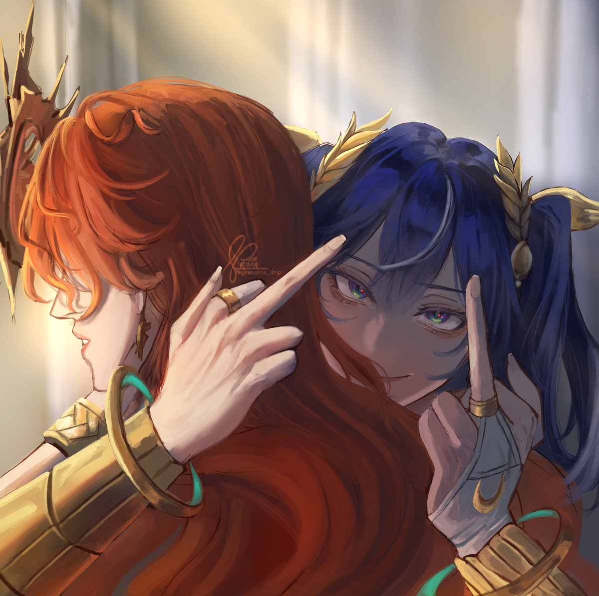 primaros_drip's tweet image. the priestess vs the elders ☀️🌙 #augusta #iuno