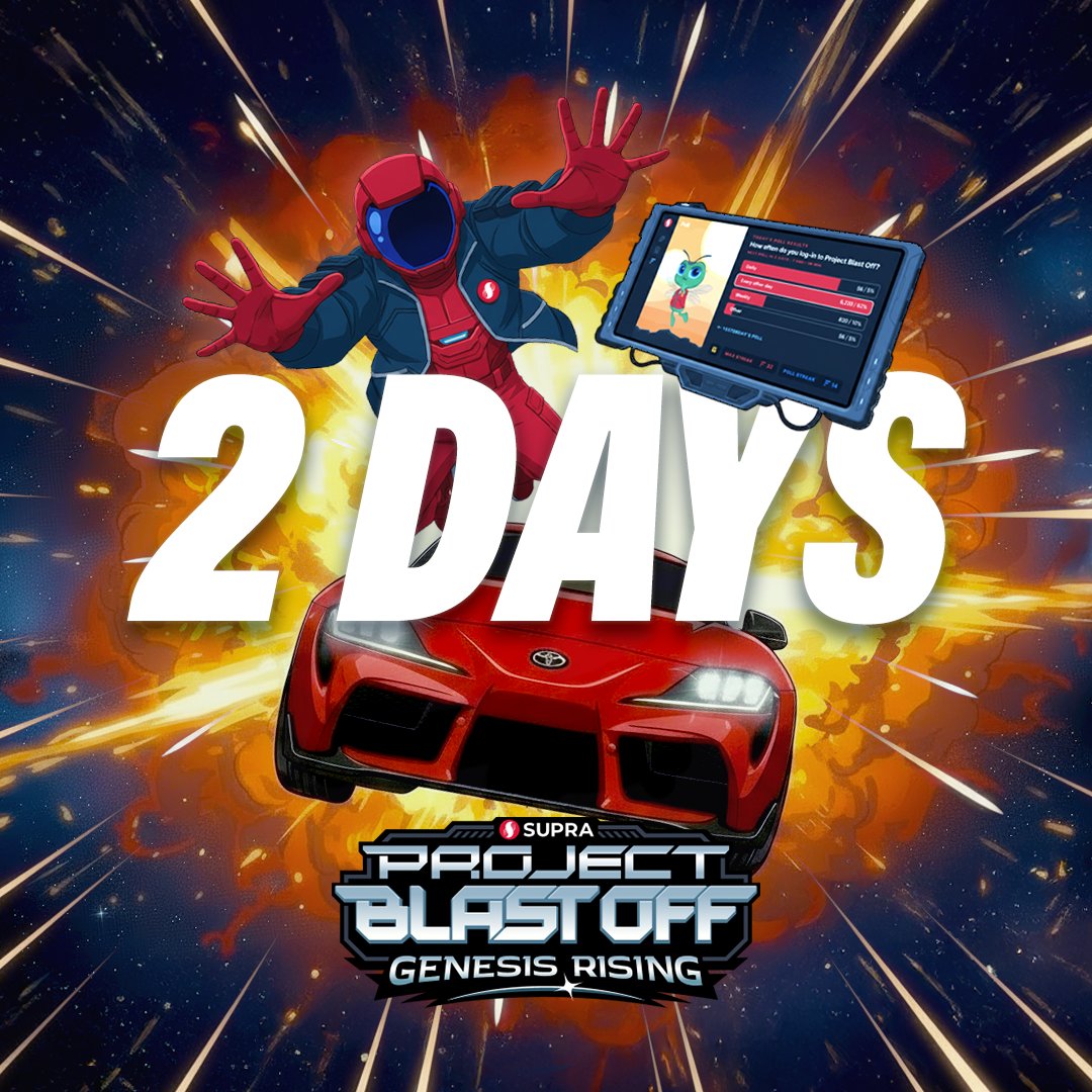 PBO ALERT: Just two check-ins left before the BIG Toyota Supra GR giveaway closes!

Just two days left to hit that 14 day check-in streak at the daily poll in PBO 2.0.

Do it now! 👉 supra.com/blastoff

Entries close on September 4 at 8pm HKT, and the winners will be drawn