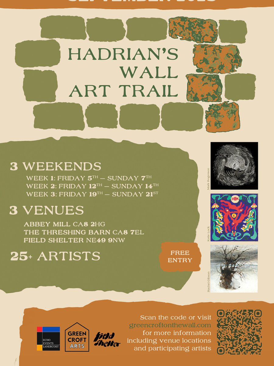 DiscoverCarlisl's tweet photo. This September, the #HadriansWall #ArtTrail – FOLK will transform three unique venues into vibrant showcases of #ContemporaryArt inspired by the #folklore, #legends, and #landscapes of West #Northumberland and East #Cumbria - https://t.co/no0roJ3Gjm
#Carlisle #art #artists https://t.co/J2geRiqZEh