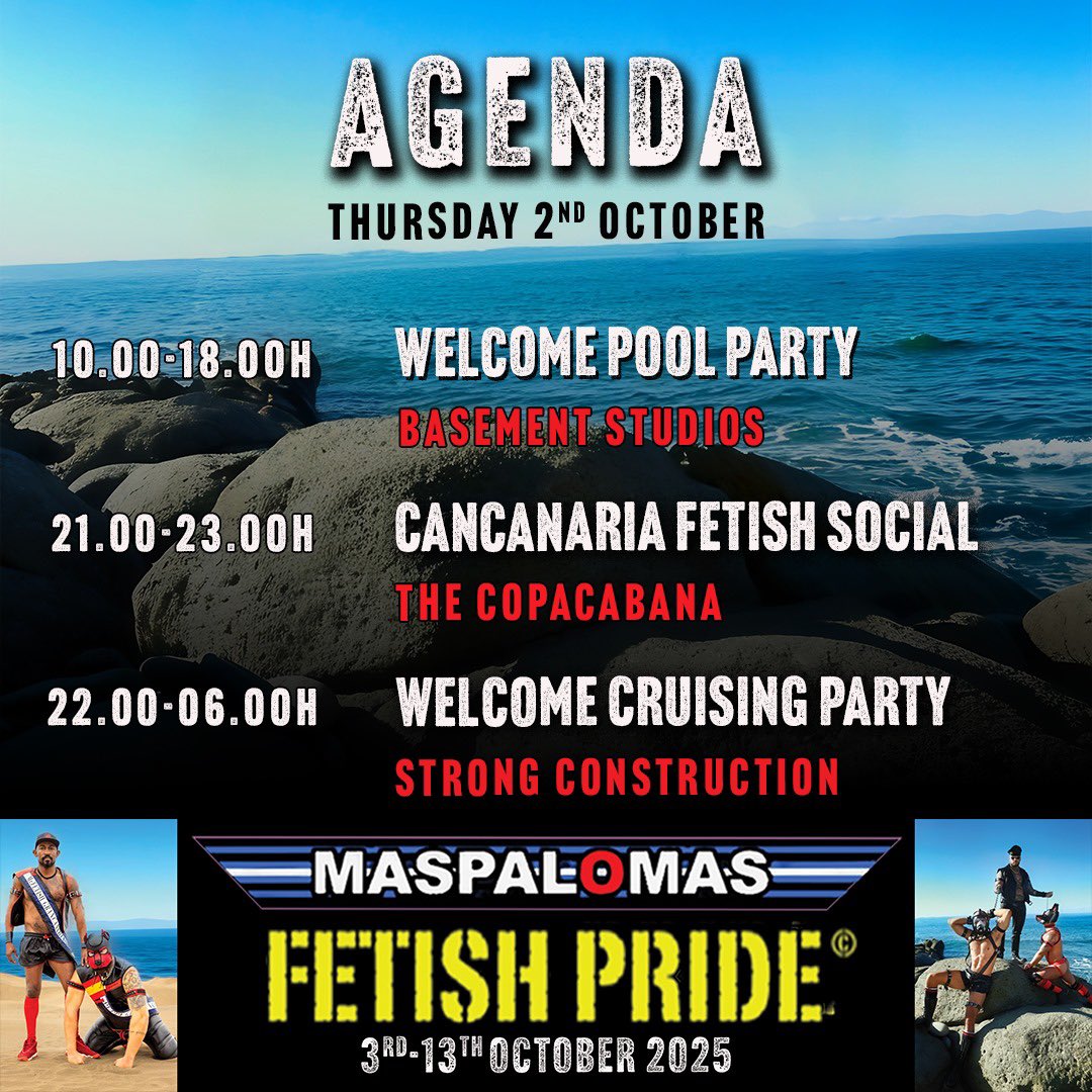The countdown is on! Just one month to go until Maspalomas Fetish Pride 2025 kicks off. We already know what we’ll be doing this time next month - do you know where you’ll be?

Full agenda + advance tickets now available at 👉 maspalomasfetishpride.com