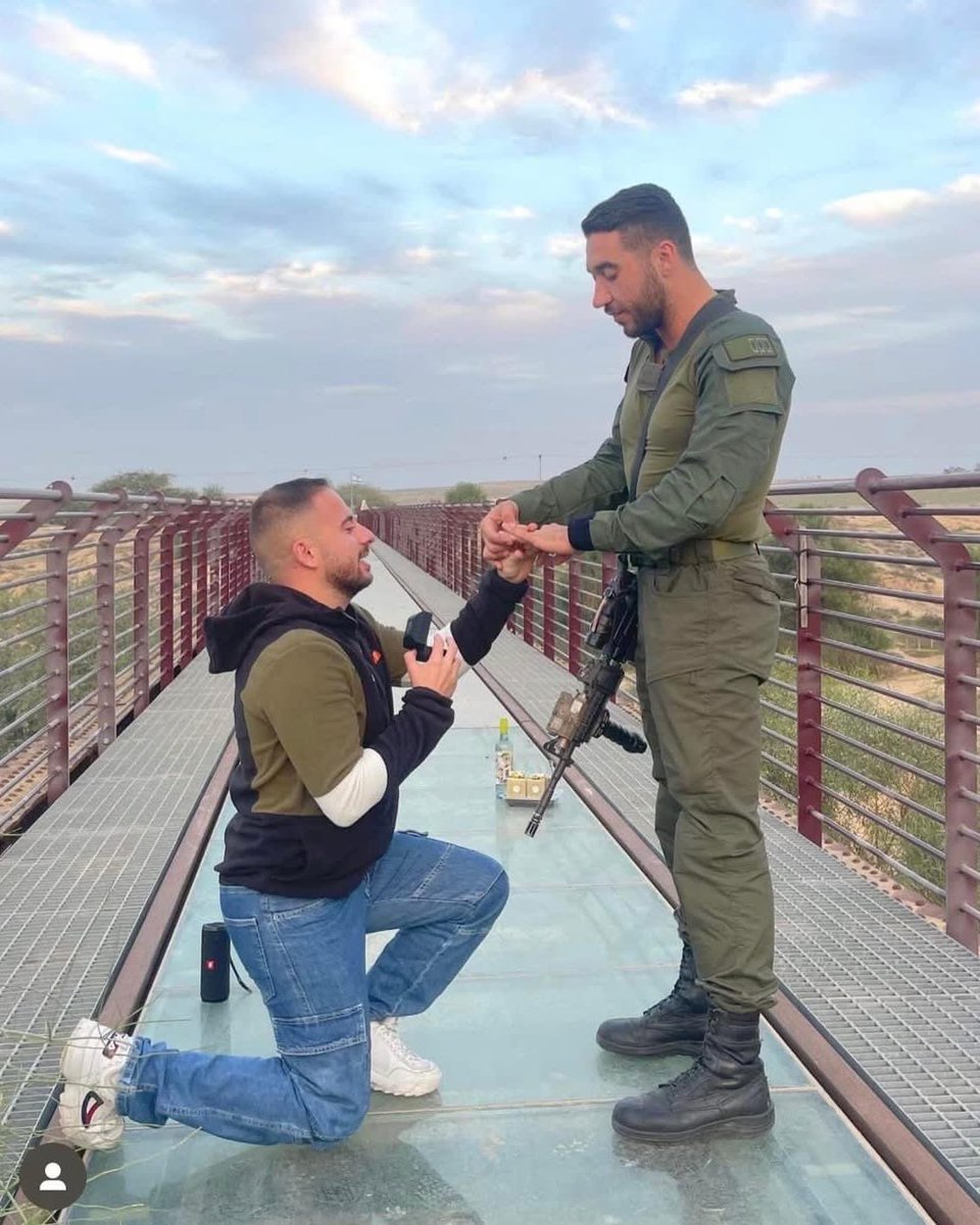 In 2023, Shmuel drove to the Gaza border to meet his partner, Dennis — a combat soldier and company commander.

There, Shmuel got down on one knee and proposed.

He presented Dennis with a ring from the “Adir’s Diamond” project, created in memory of Adir Messika, who was murdered