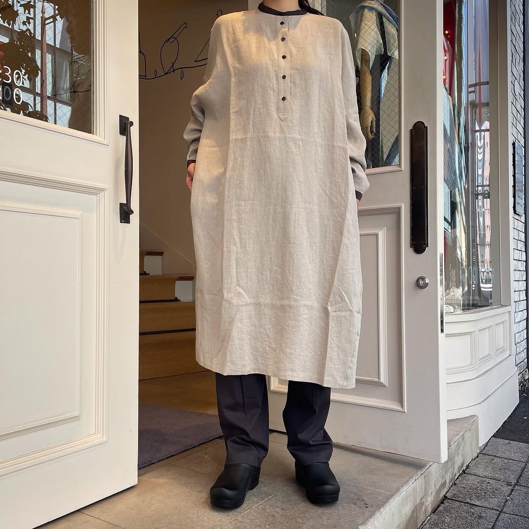 huis 遠州織物 オーガニックコットン ワイドワンピース HUIS 遠州織物 オーガニックコットン ワイドワンピース