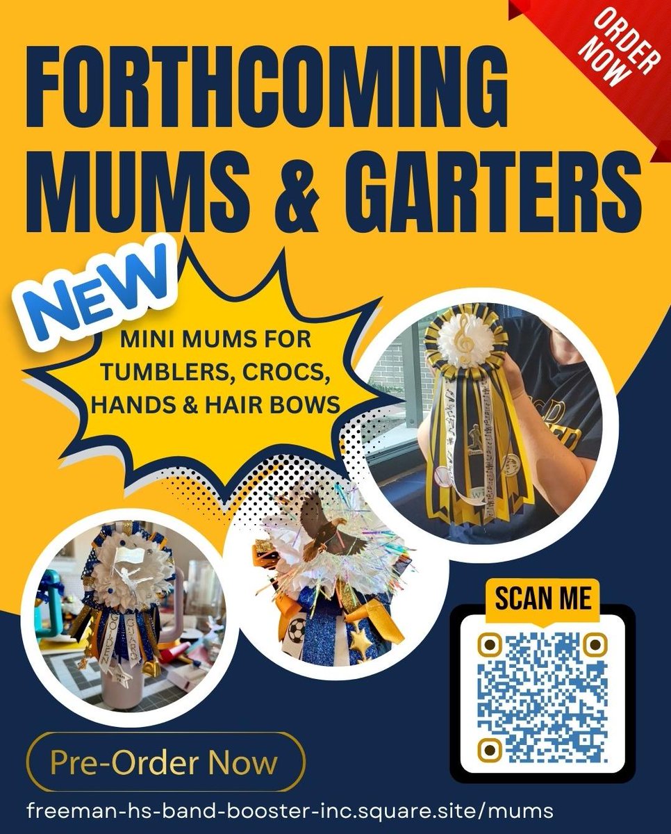 Our Band Boosters mum shop is now open.  It's time to order your Forthcoming Mum and/or Garter.