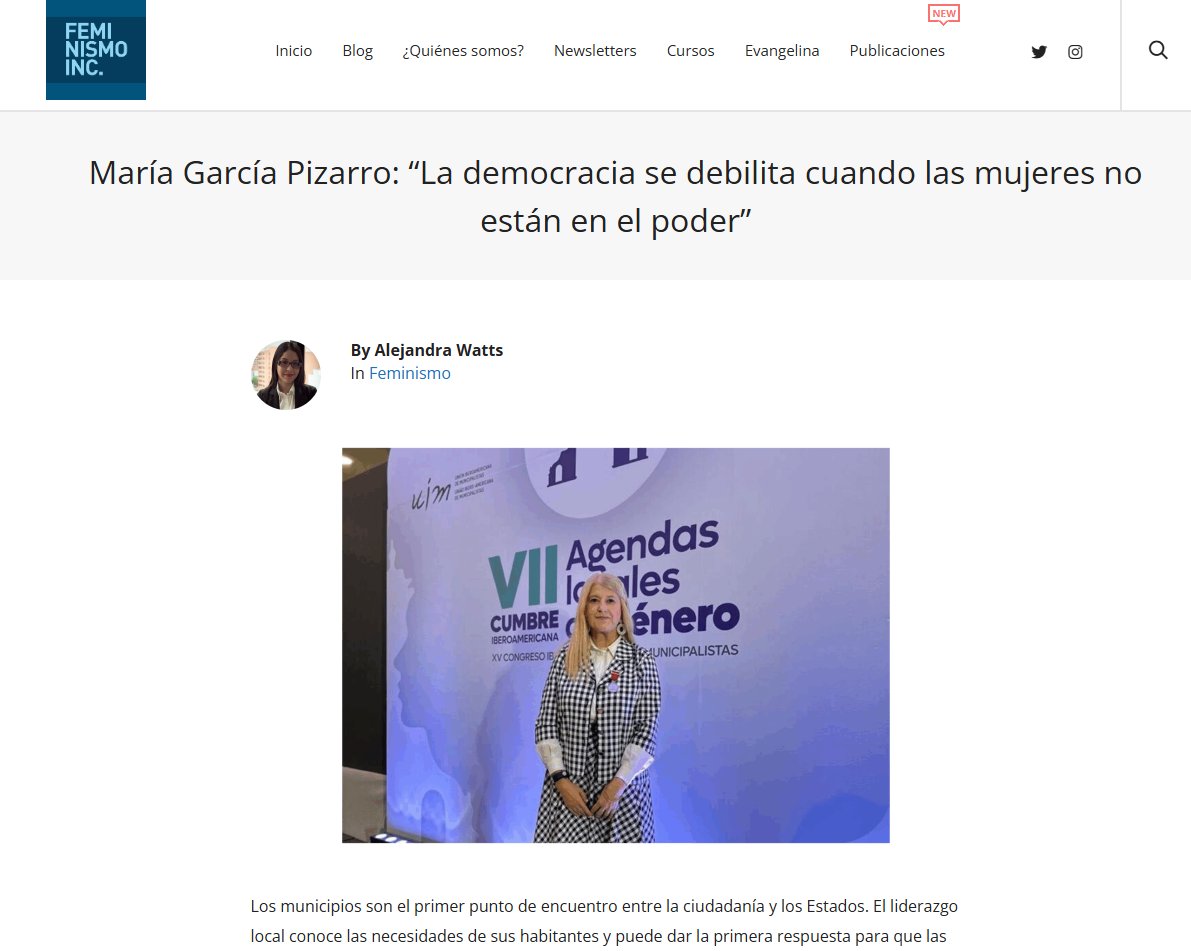 💬 #FeminismoINC entrevistó a la Secretaria General #UIM María García Pizarro.

👉 “La democracia se debilita cuando las mujeres no están en el poder”.
Un diálogo sobre la urgencia de construir democracias más inclusivas.

📖 Te invitamos a leer feminismoinc.org/2025/09/maria-…